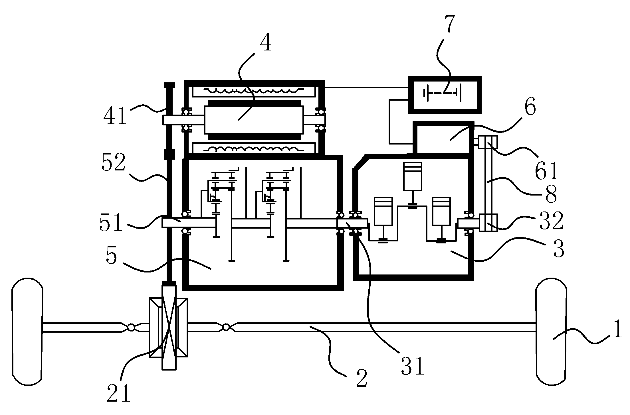 Hybrid power driving system in automobile