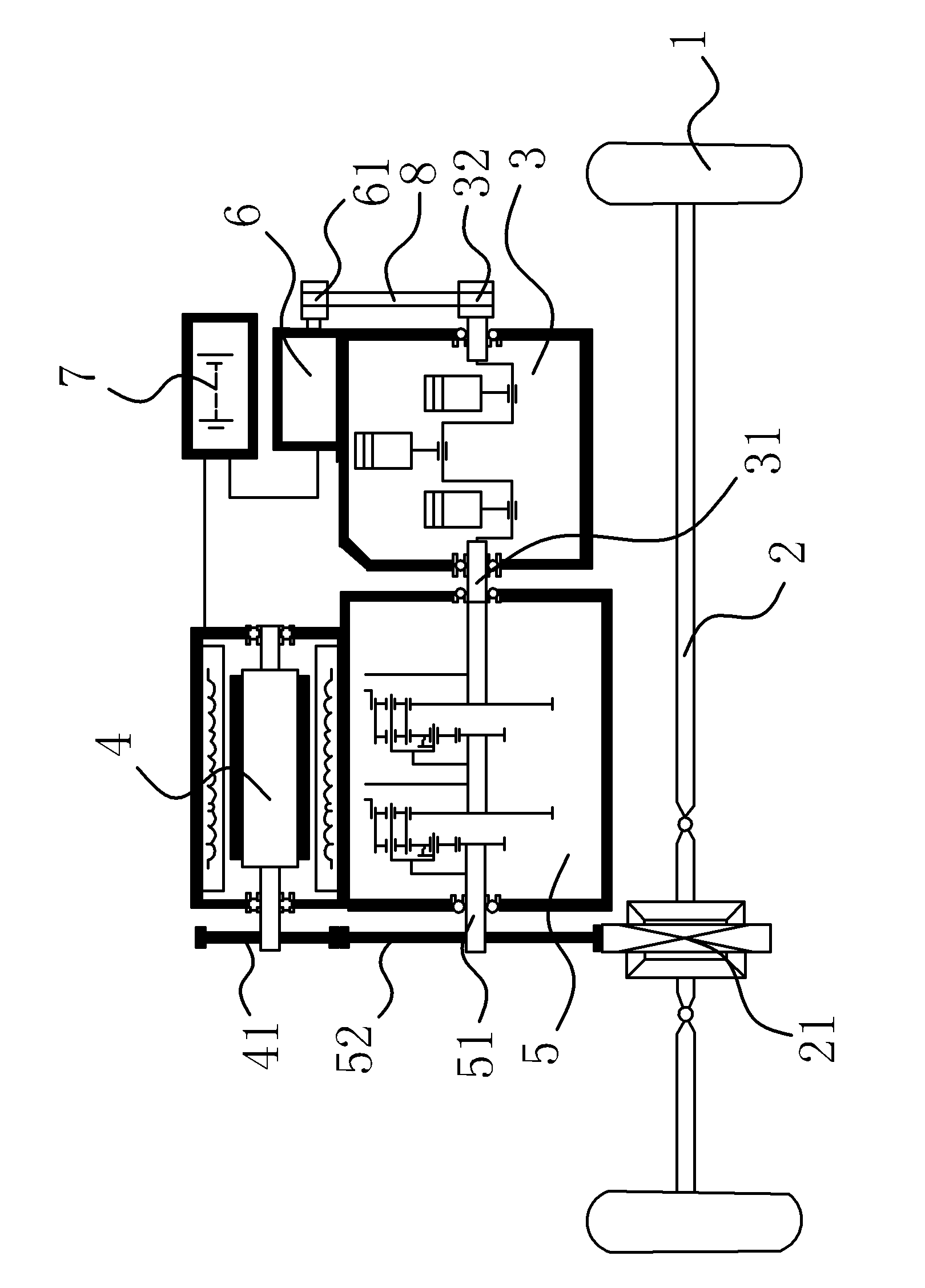 Hybrid power driving system in automobile