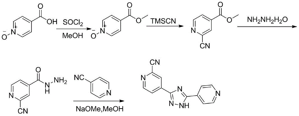 Preparation technology for 5-(2-cyano4-pyridyl)-3-(4-pyridyl)-1,2,4-troazole