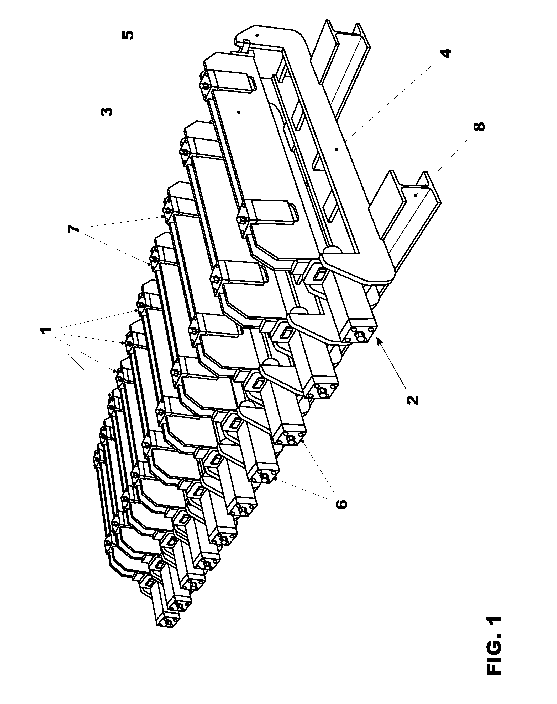 Pressing module for impregnated conductor bars of large electrical machines and pressing apparatus equipped therewith