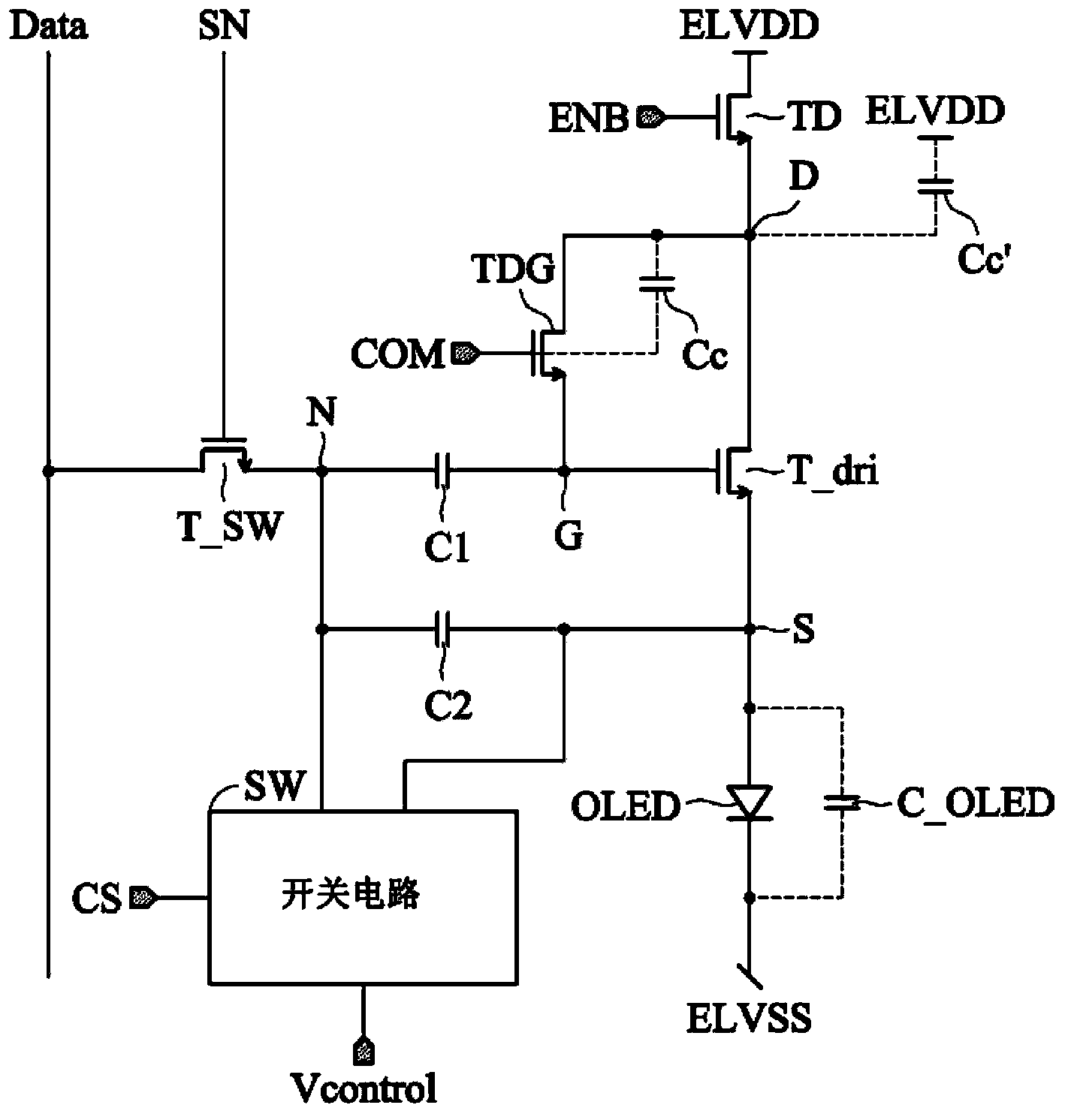 Organic light-emitting diode pixel circuit and displayer