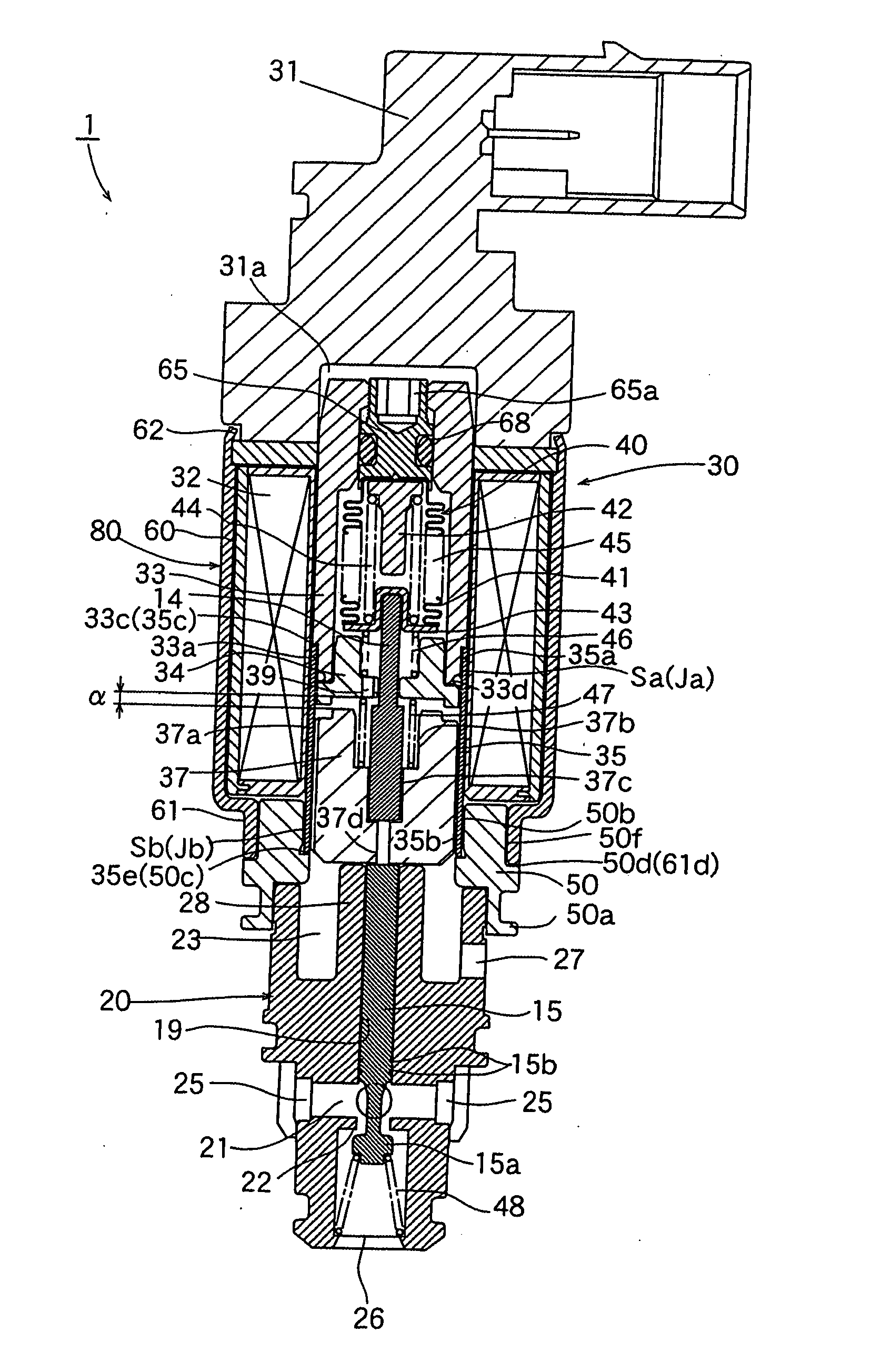 Method of manufacturing an assembled body composed of a plurality of members, manufacturing method of electromagnetic control valve, and control valve for variable capacity compressors