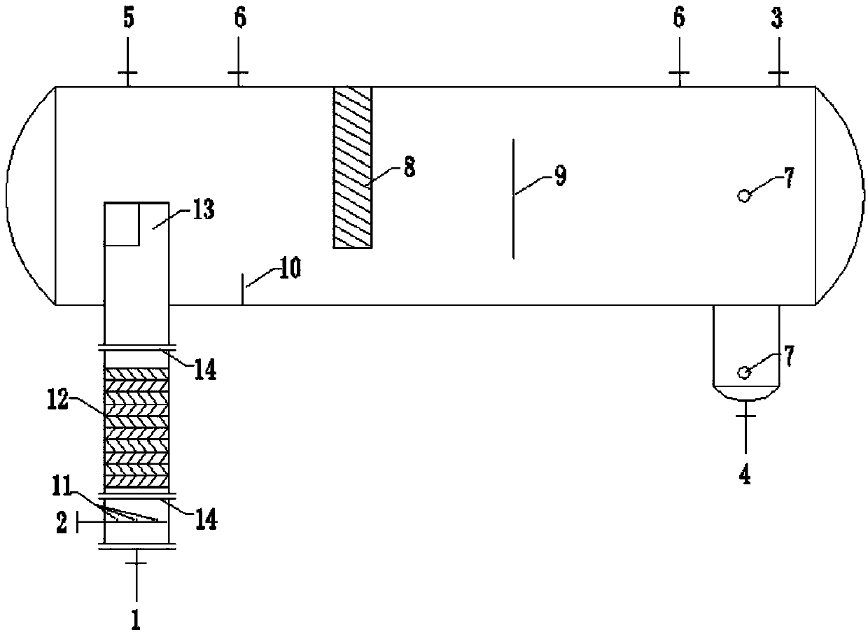 Horizontal liquefied gas sweetening tank