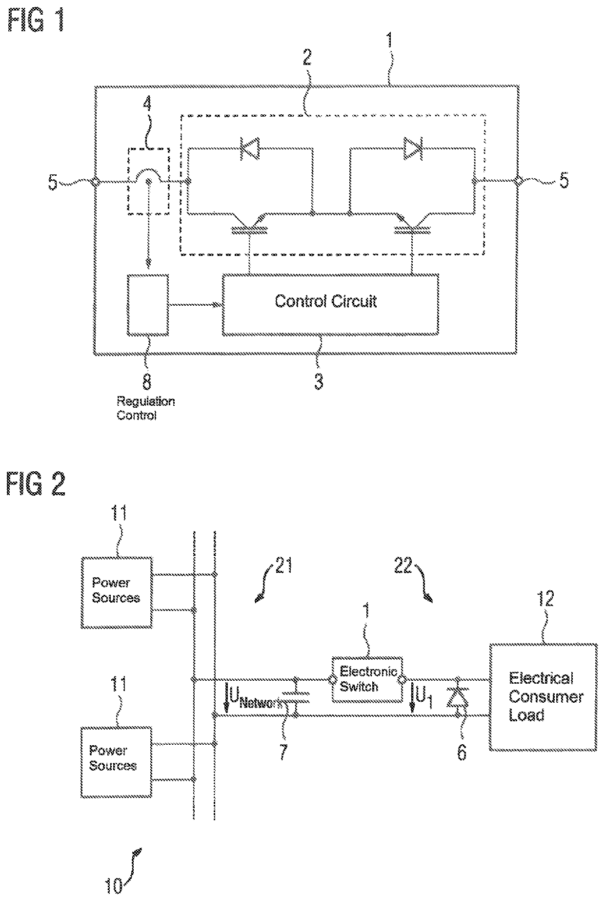 Electronic switch with current regulation