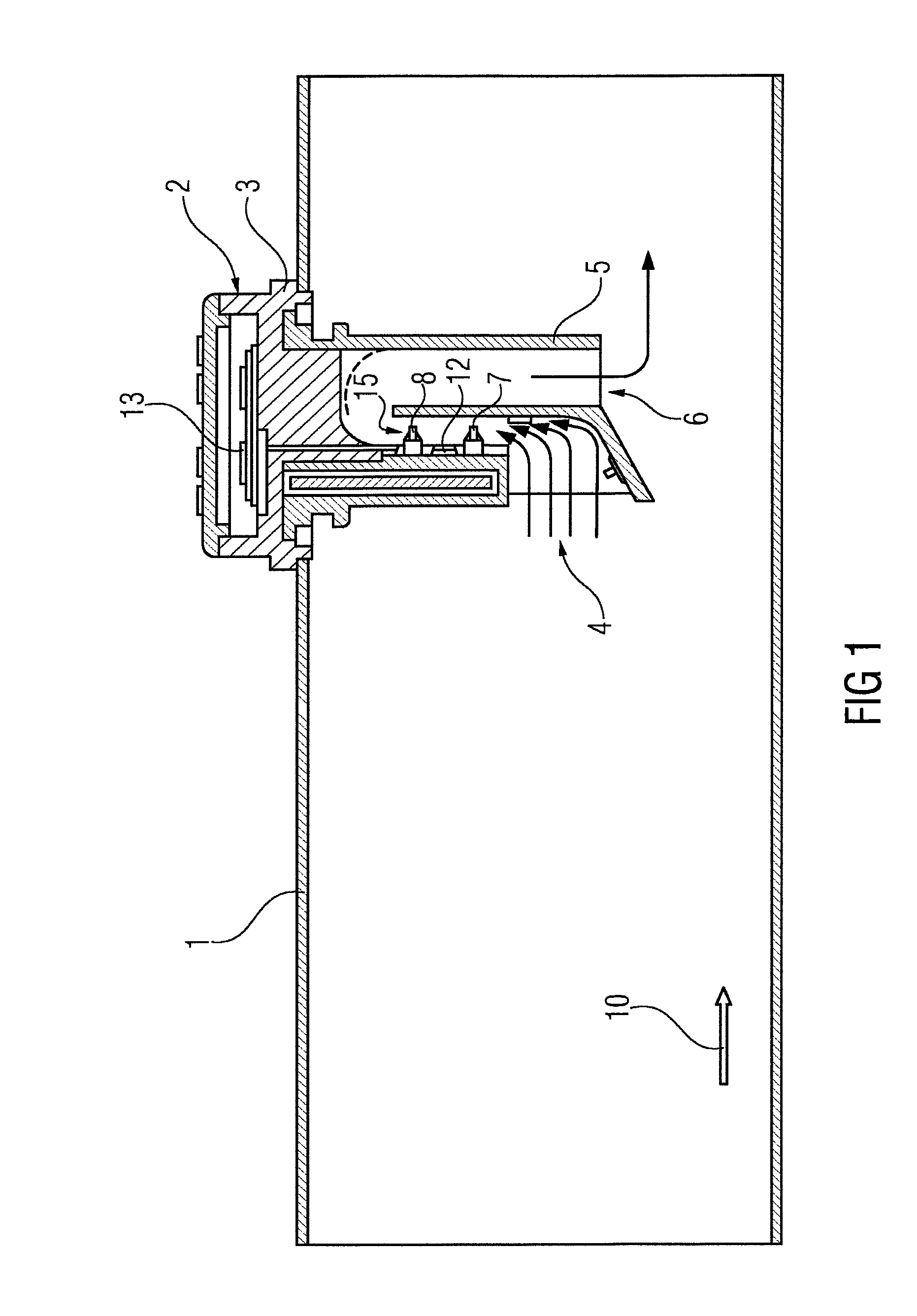 Air mass meter with a sensor element