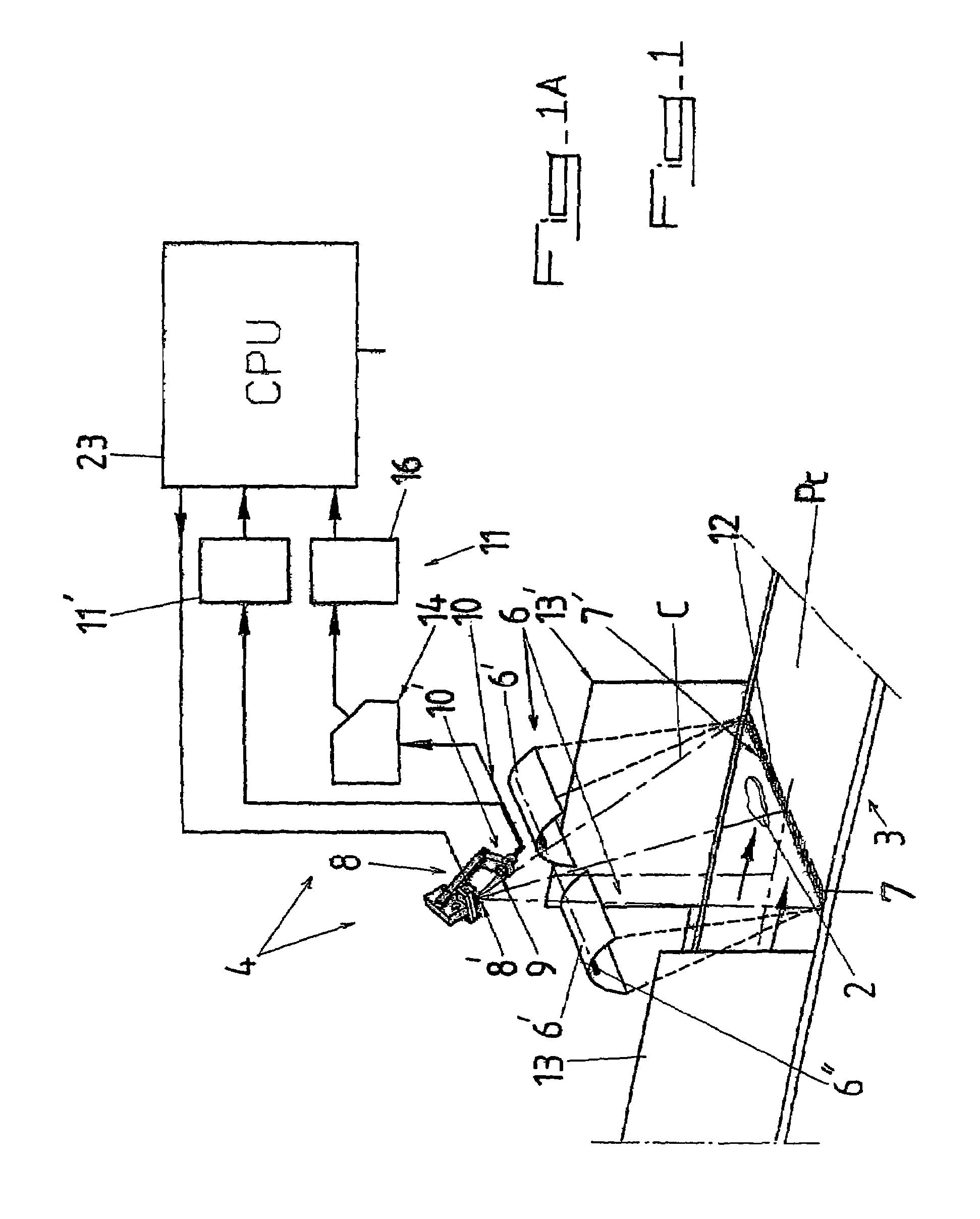 Device and method for automatically inspecting objects traveling in an essentially monolayer flow