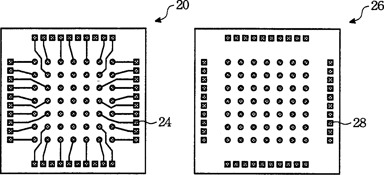 Chip conducting lug and re-distributed wire layer configuration