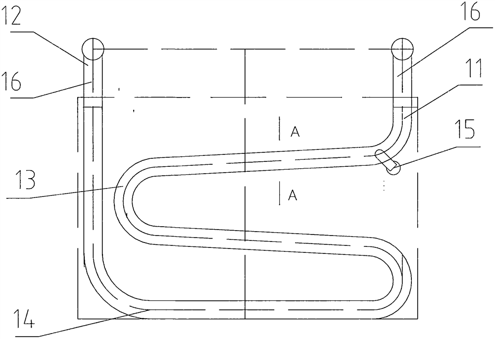 Snakelike evaporating dish gravity assisted heat pipe radiator for electric vehicle battery pack and manufacturing method