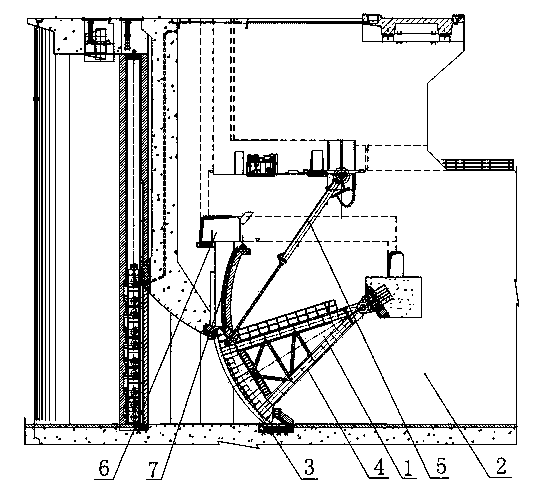 Hoisting method used for hydraulic-opening-closing down-hole-type double-hoisting-point arc-shaped gate