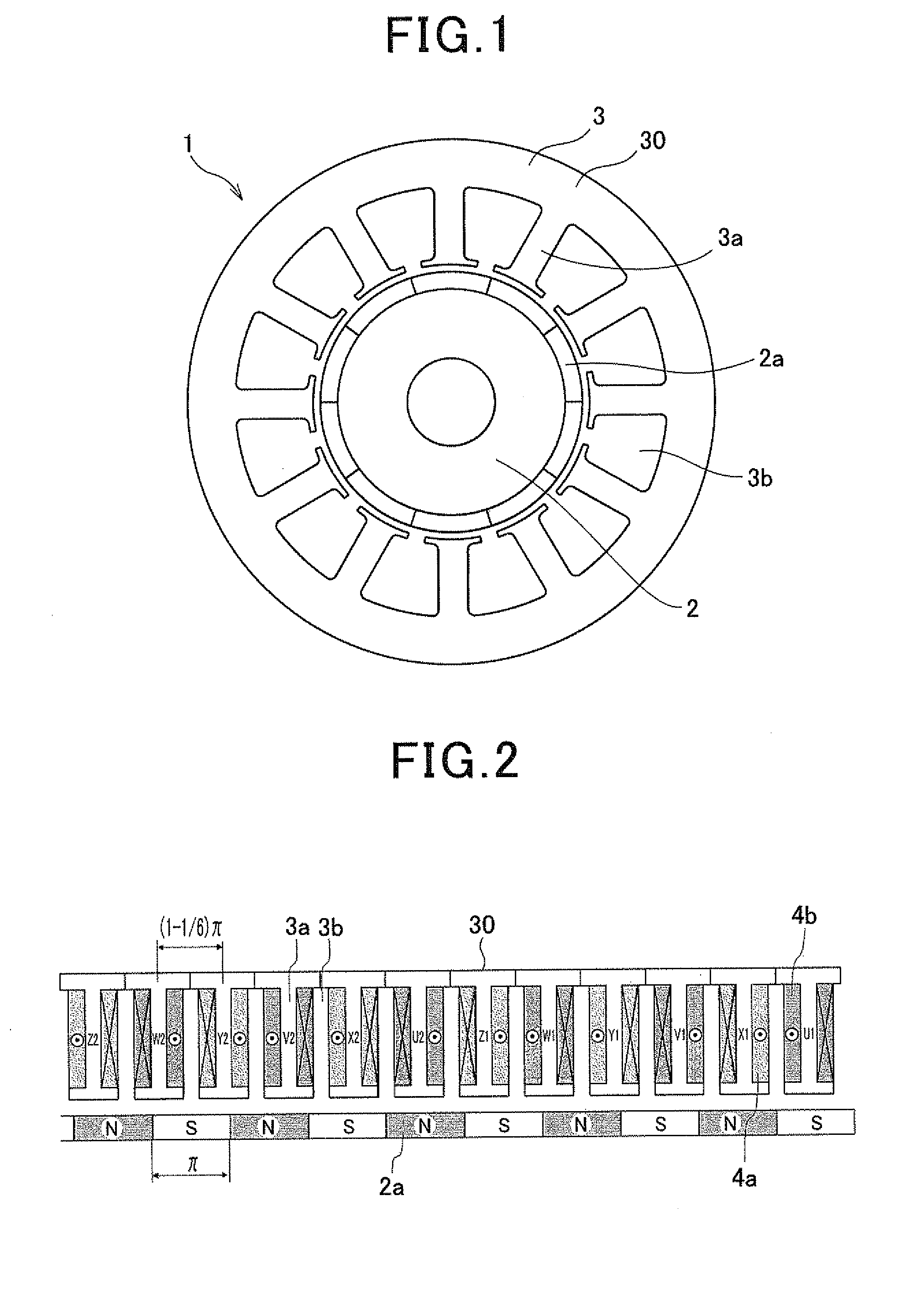 Electric rotating machine drivable with a single three-phase inverter