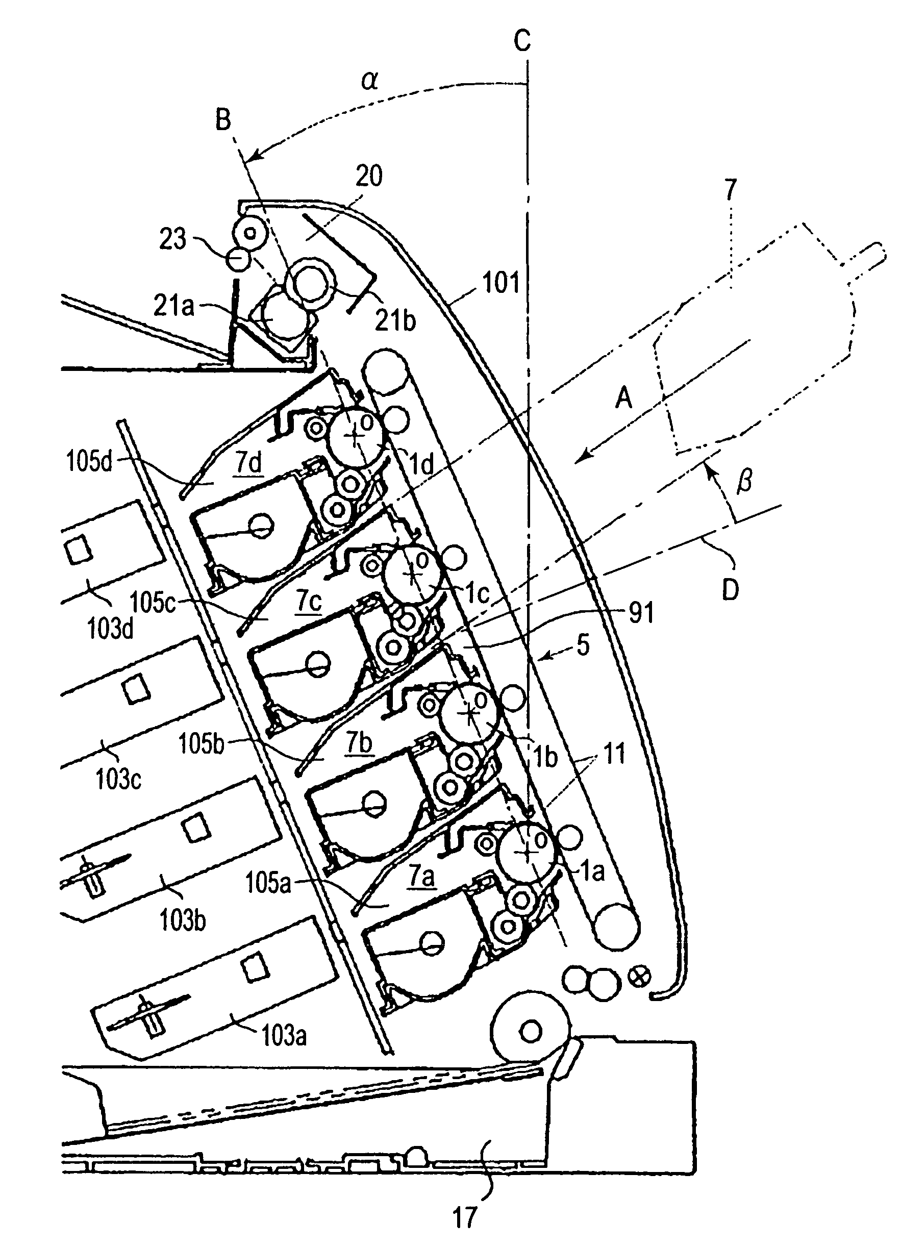 Electrophotographic image forming apparatus having a plurality of mounting portions for detachably mounting a plurality process cartridges