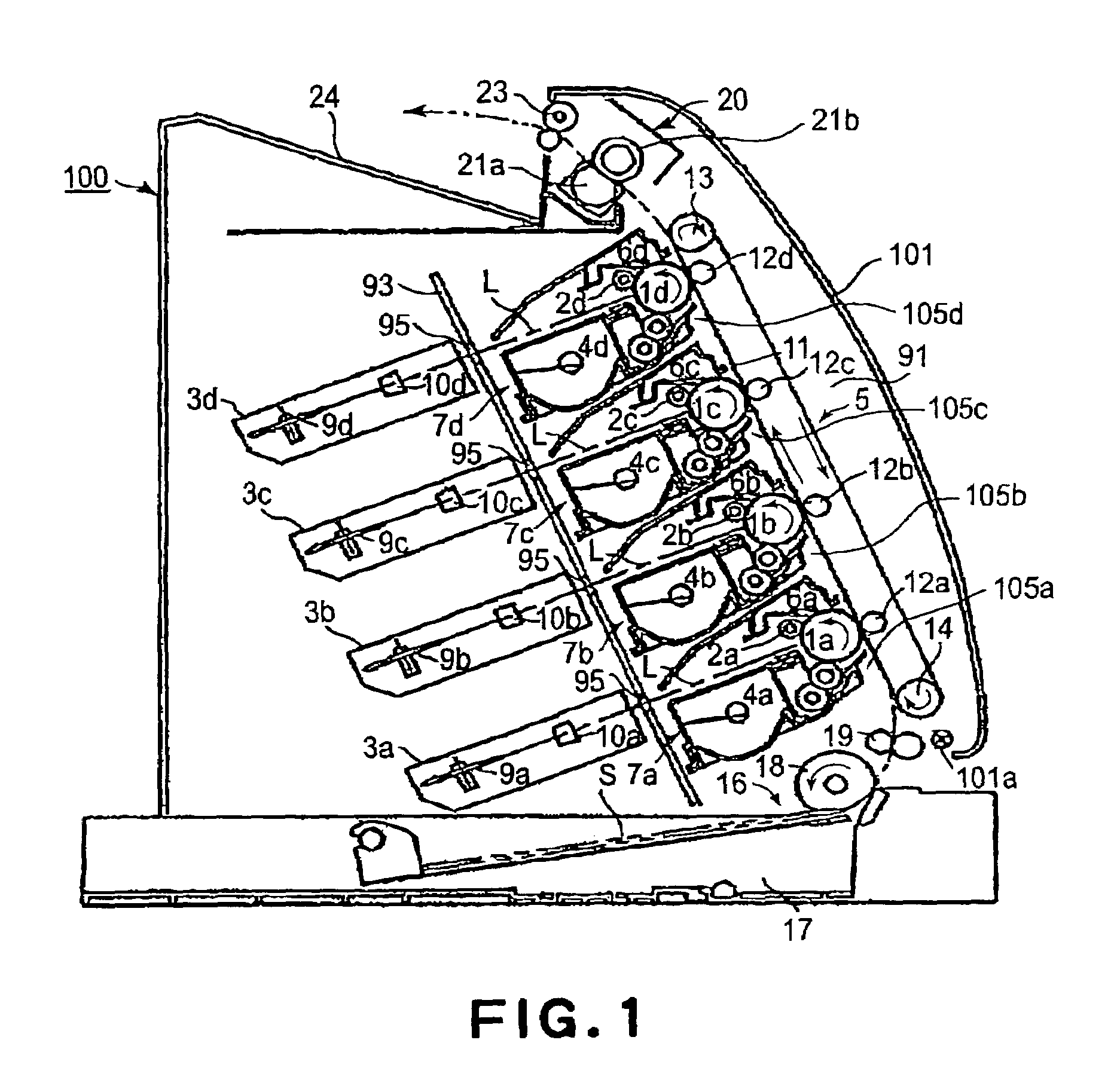 Electrophotographic image forming apparatus having a plurality of mounting portions for detachably mounting a plurality process cartridges