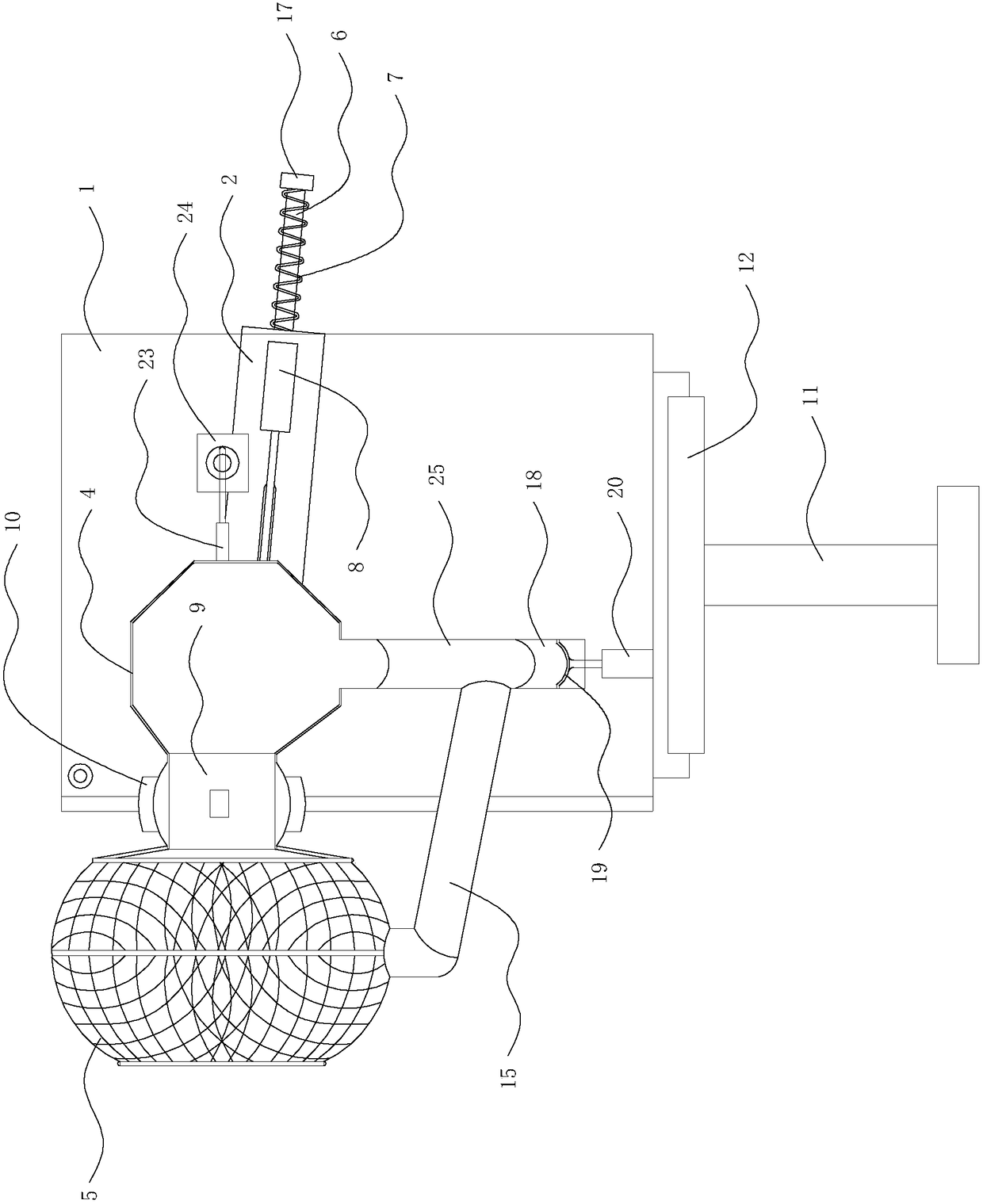 A ball receiving and receiving device used for basketball full-court running training