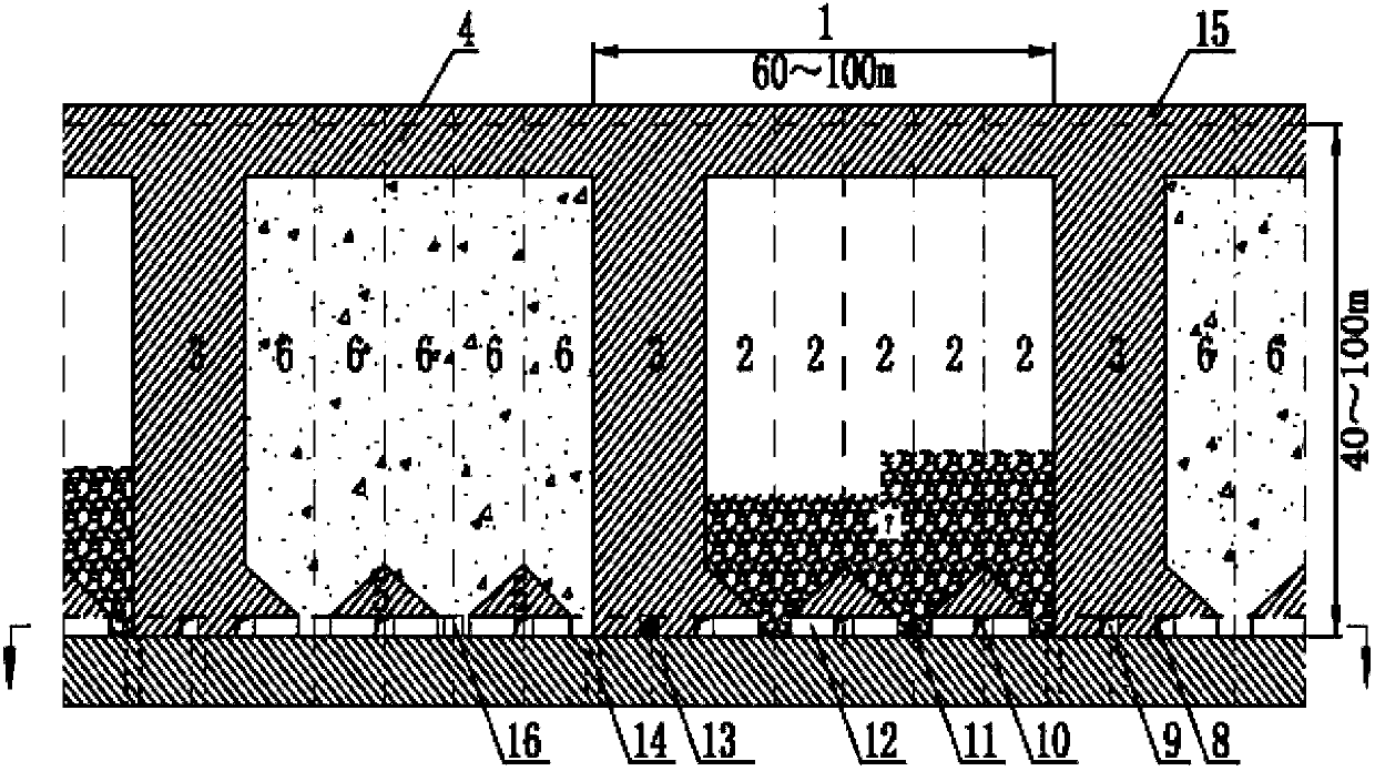 Stope structure arrangement mode suitable for underground mine high productivity and low cost subsequent filling