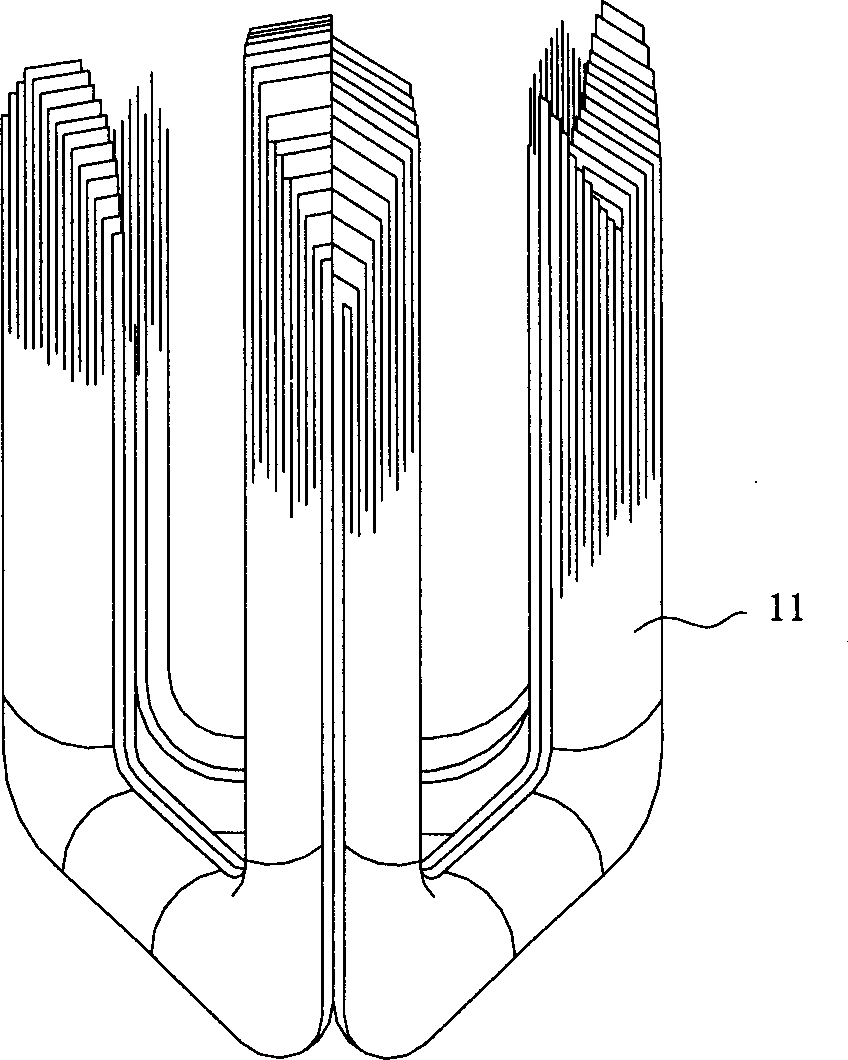 Open type rolling iron core and manufacturing method