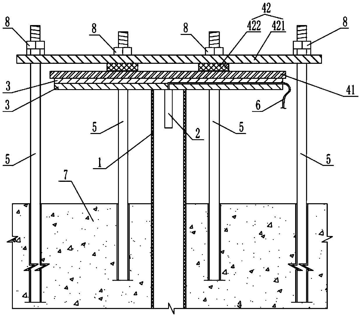 Monitoring structure for enclosing of water gushing bore hole