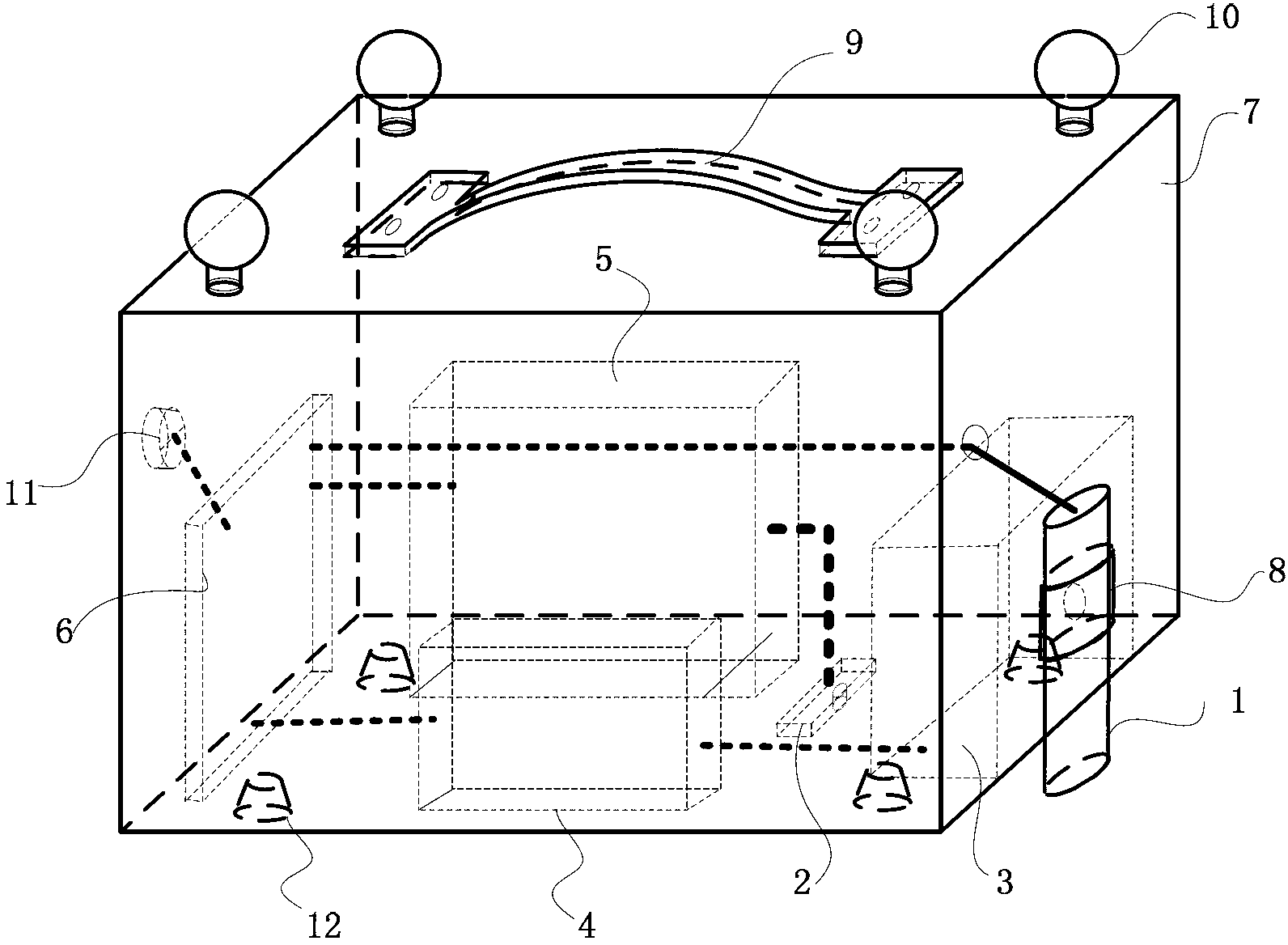 Automatic measuring device for volume of grain pile and measuring method thereof