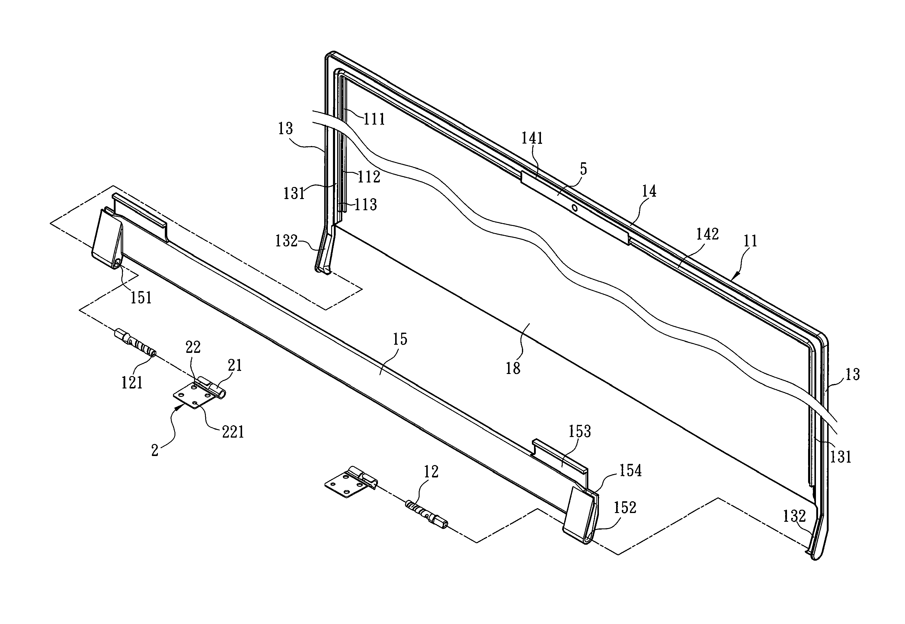 Hinge structure for assembly of a display module