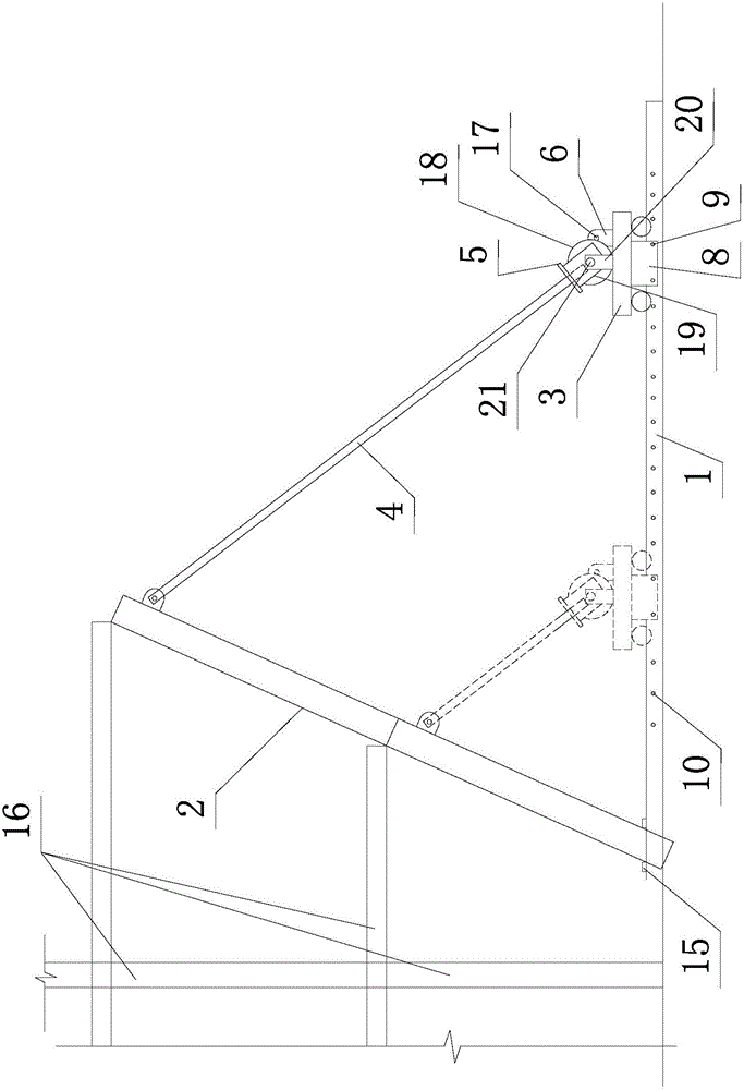 Temporary support device for frame-type steel-structure combined oblique stand column and construction method