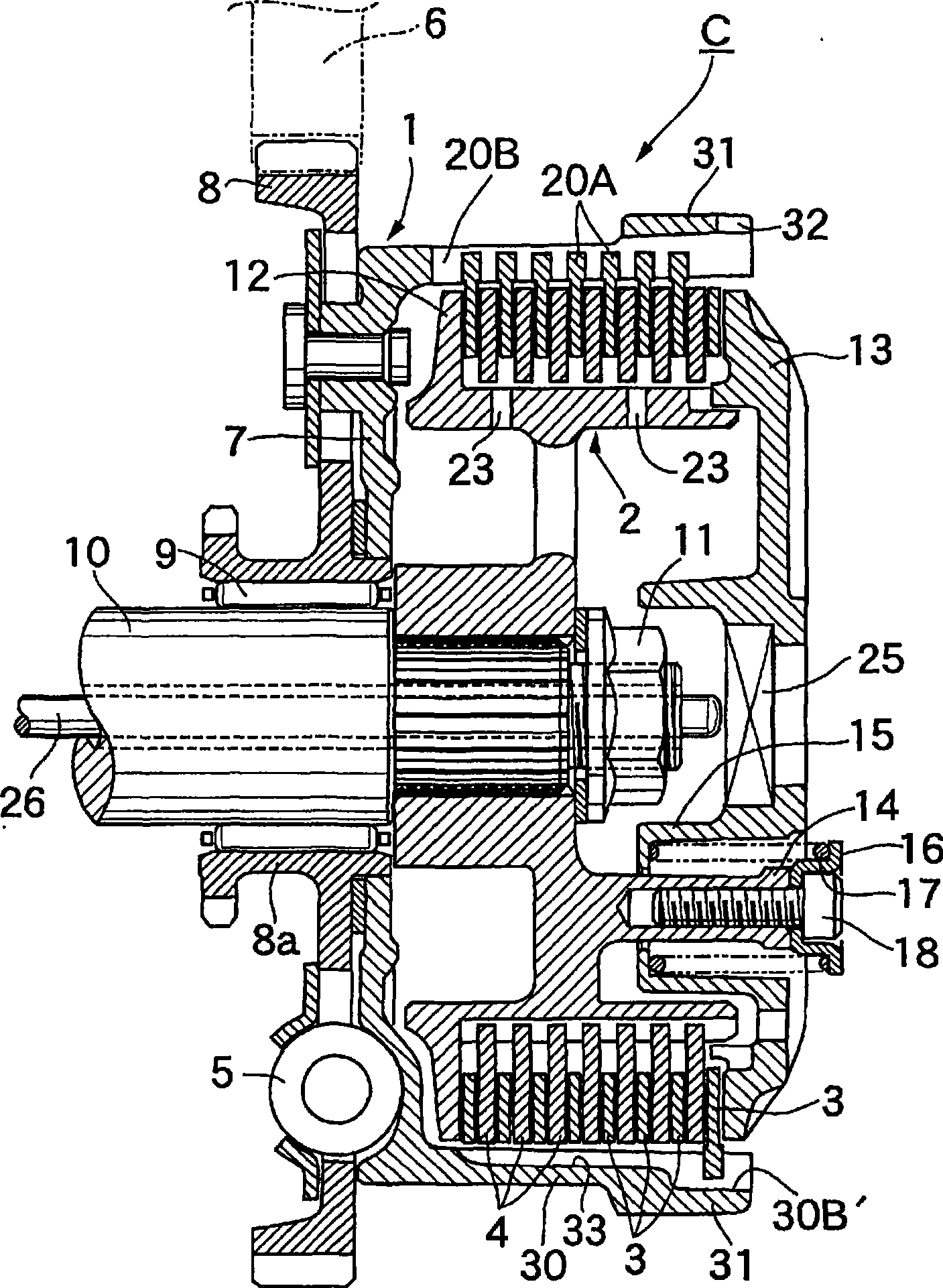 Clutch outer member for multi-plate clutch