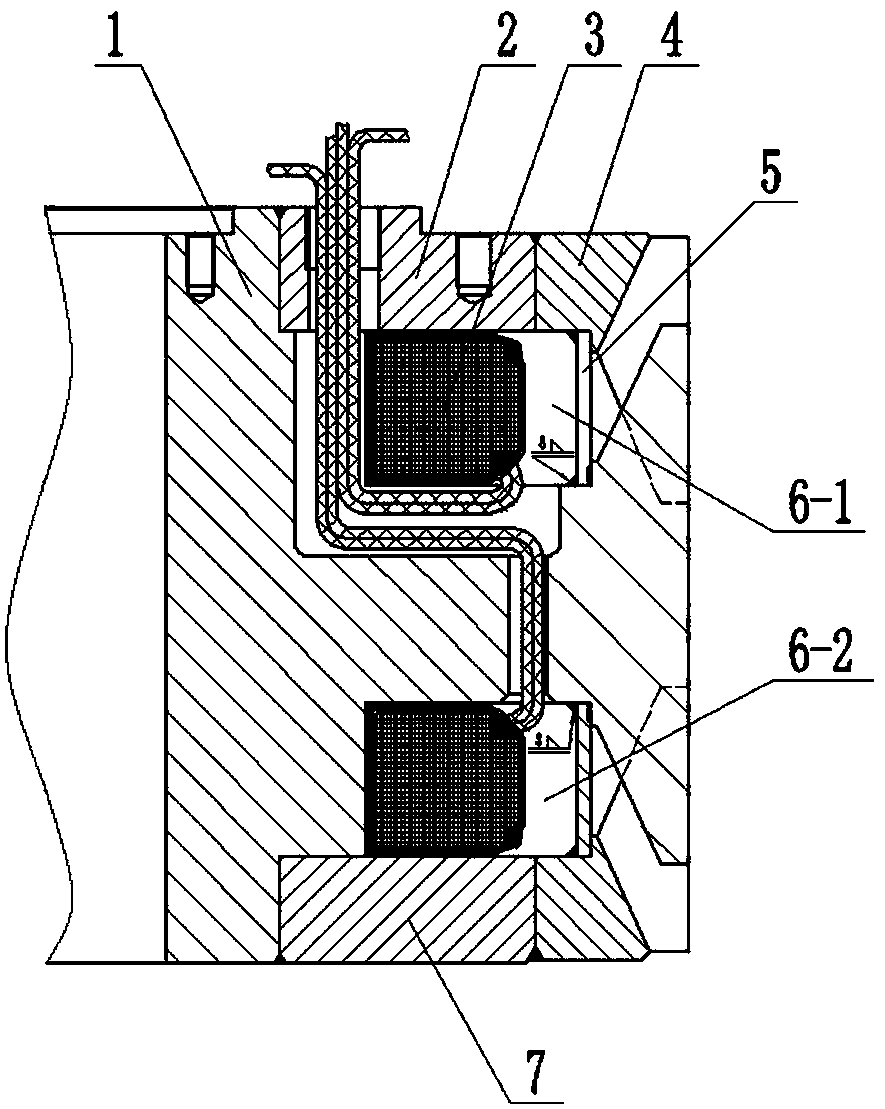 A sealing assembly process method for an eddy current brake stator assembly