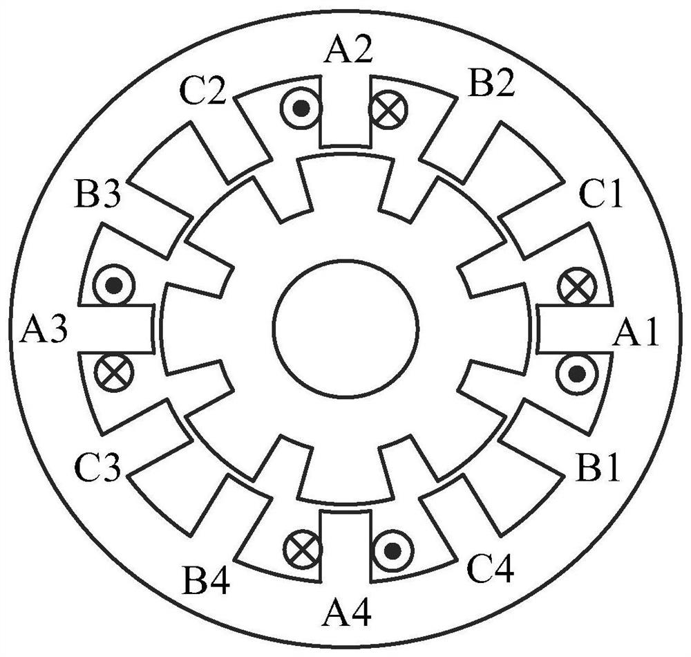 A wide rotor tooth bearingless switched reluctance motor power converter and control method