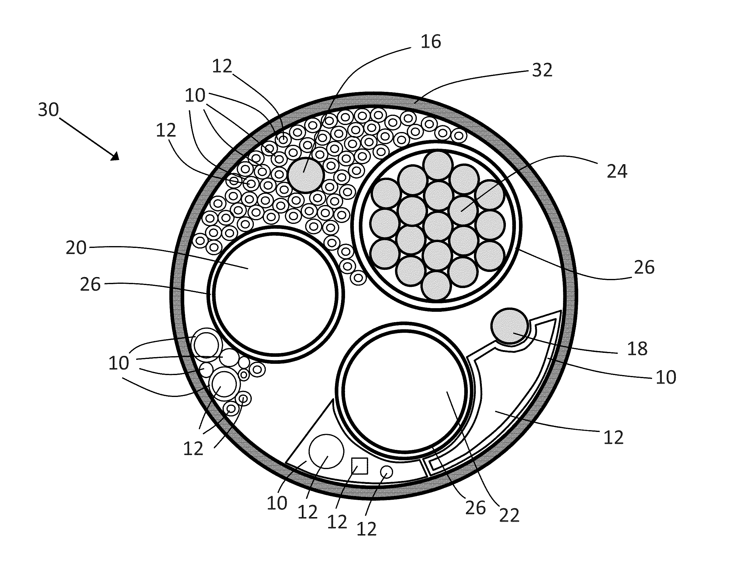 Internal cooling of power cables and power umbilicals
