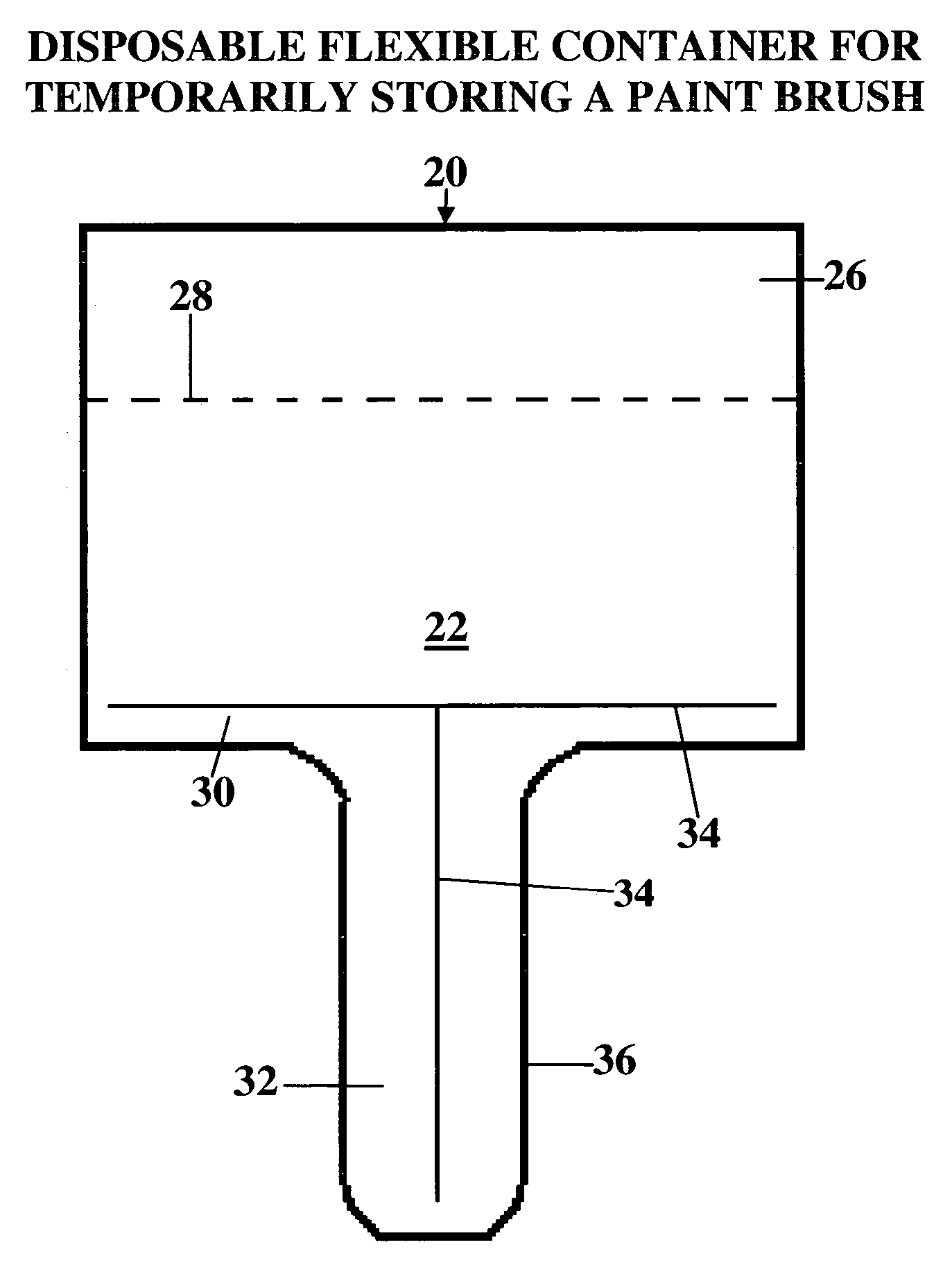 Disposable flexible container for temporarily storing a paint brush