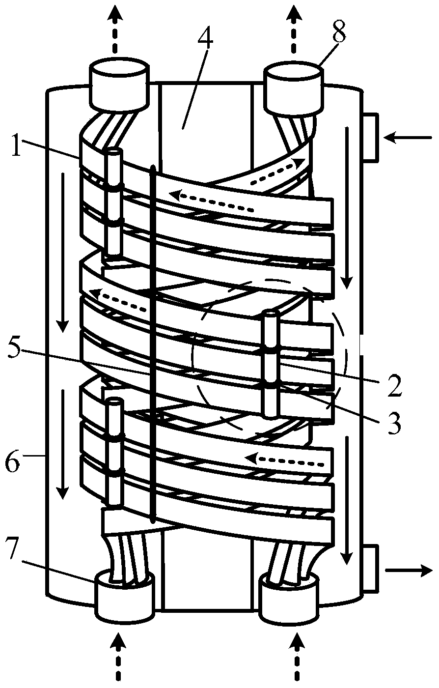 Micro-channel flat tube wound heat exchanger with variable hydraulic diameter in same flow path