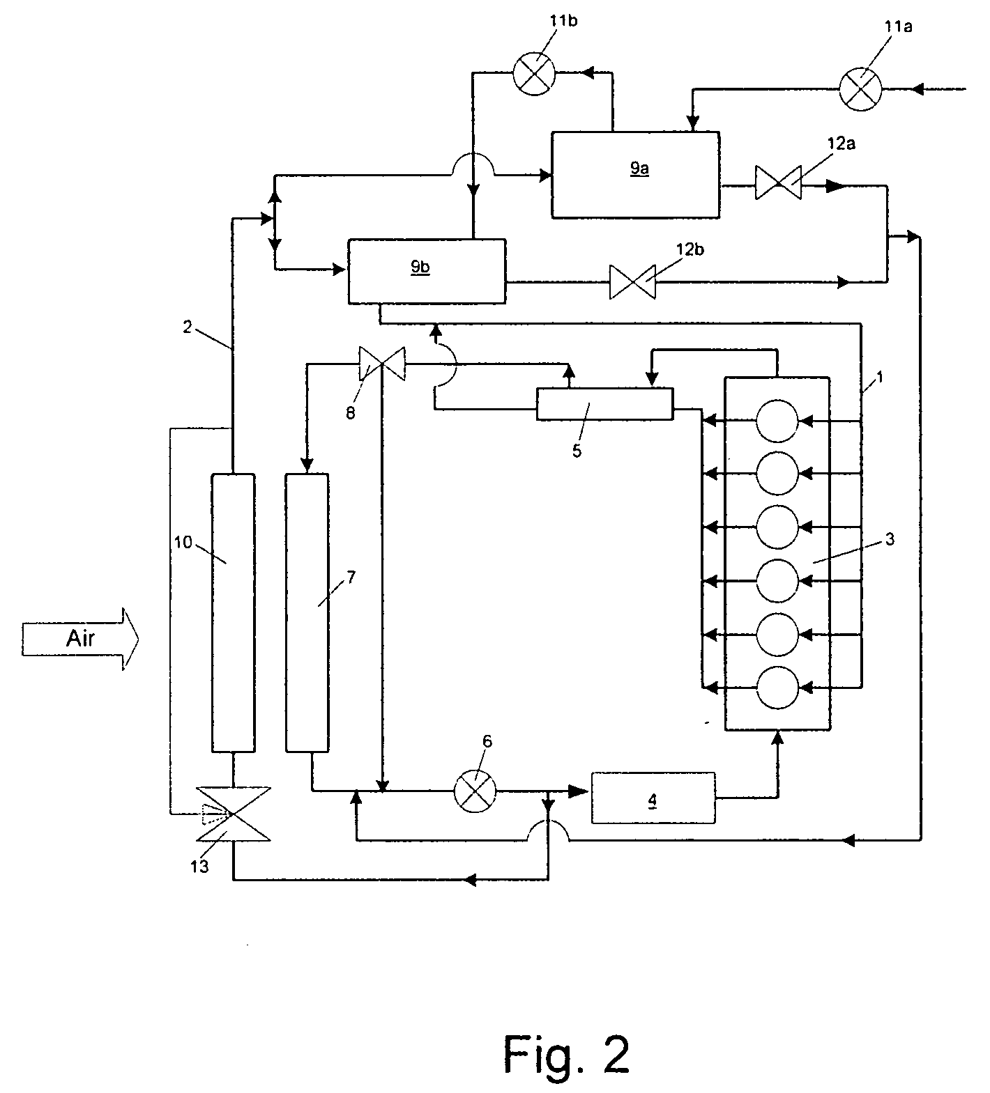 Cooling system of an internal combustion engine having charge air feed
