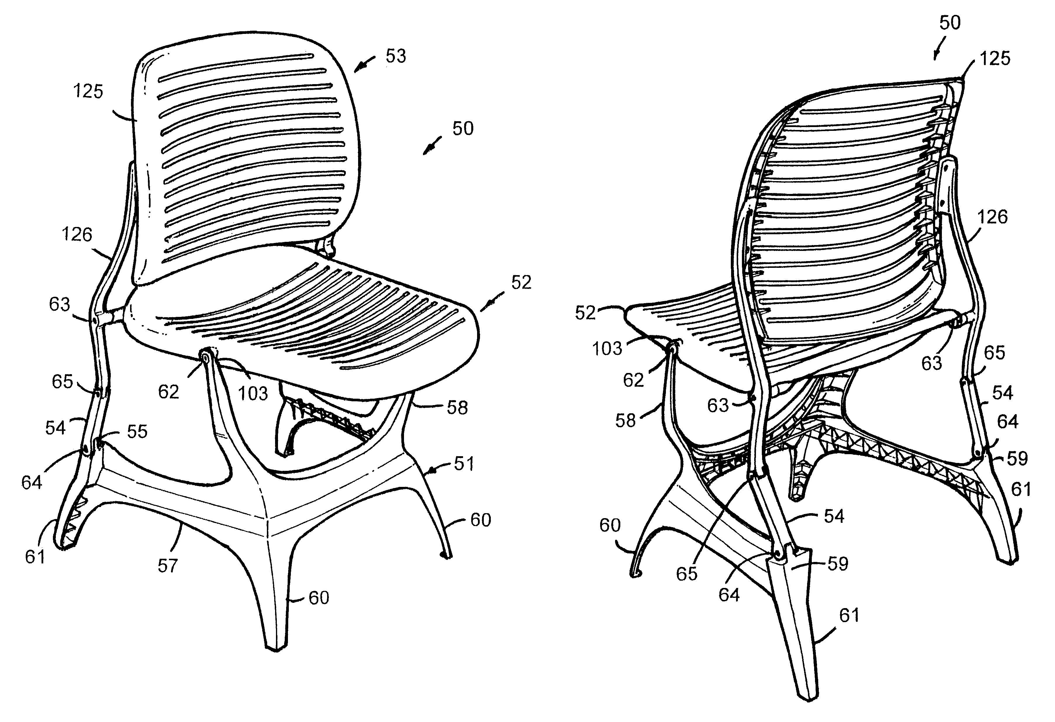 Nestable synchrotilt chair