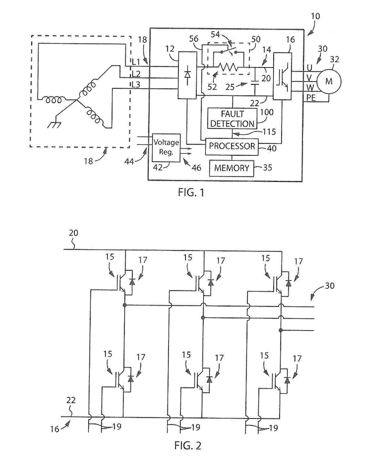 Method and apparatus for detecting ground faults in inverter outputs on a shared DC bus