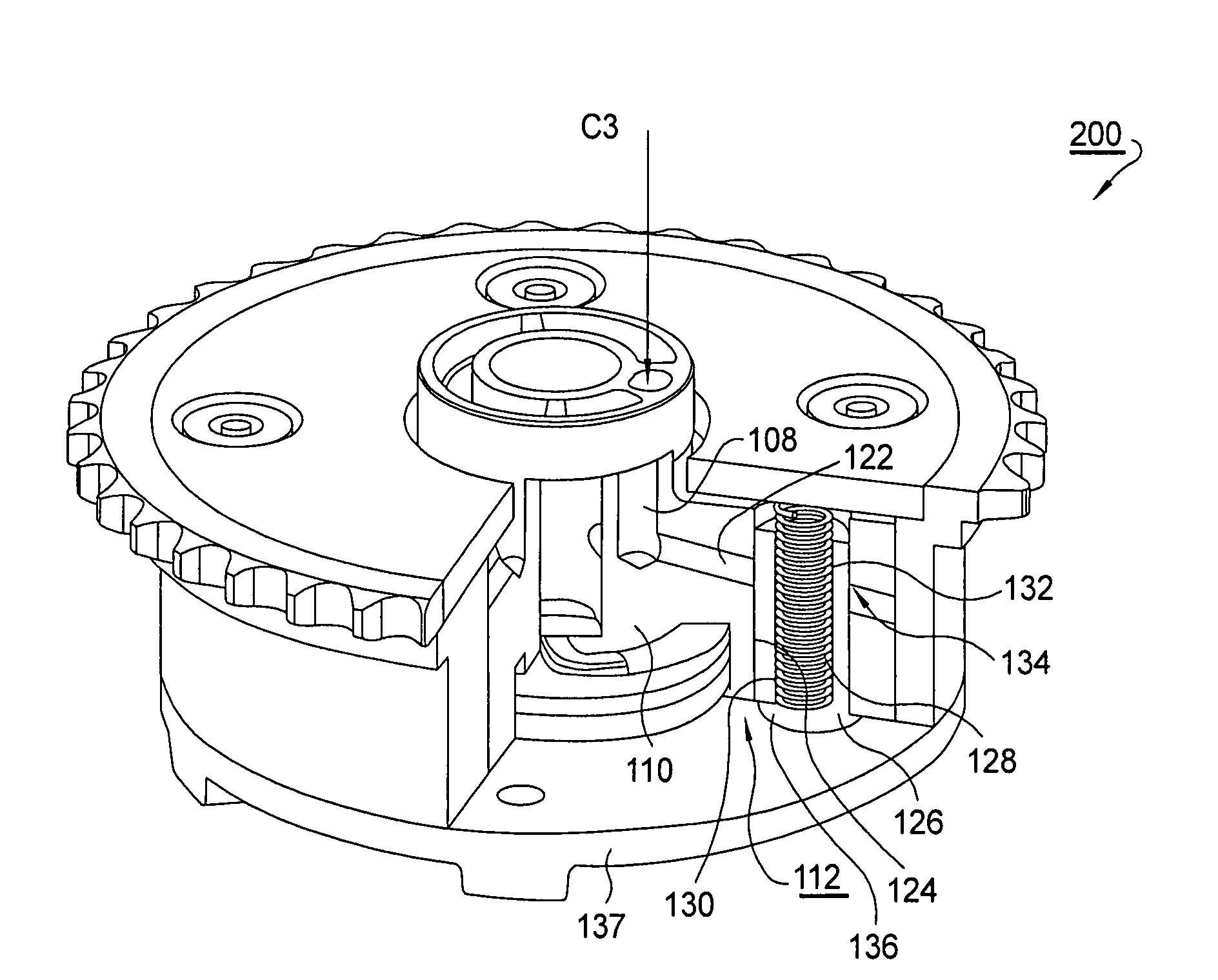 Vane-type cam phaser having increased rotational authority, intermediate position locking, and dedicated oil supply