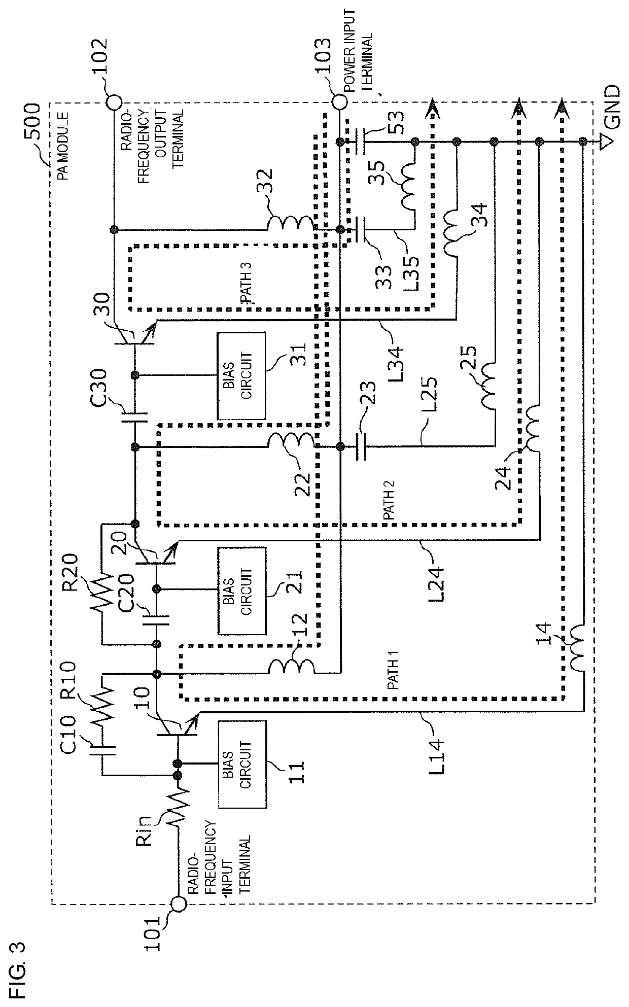 Power amplifier module, frontend circuit, and communication device