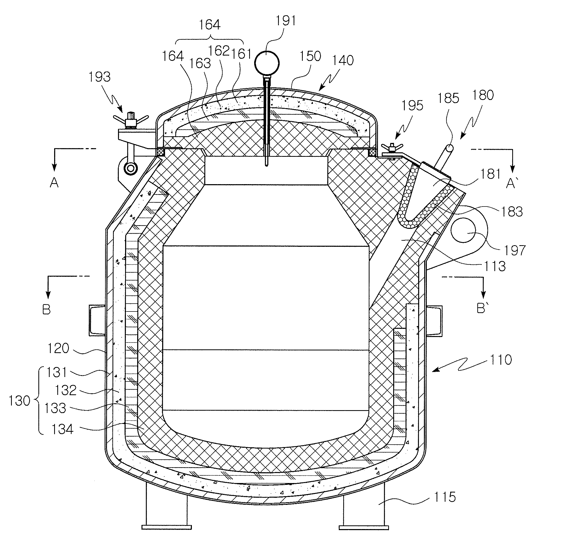 High-heat-retention ladle for carrying molten aluminum