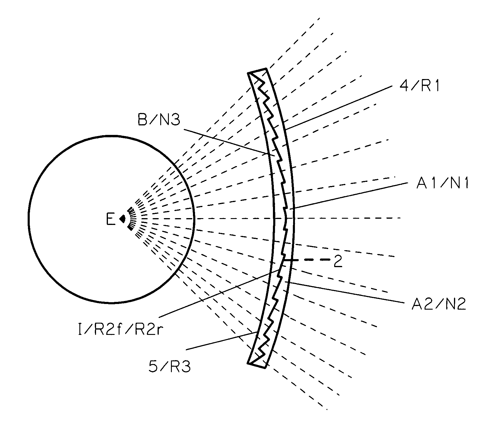 Multi-layered multifocal lens with blended refractive index