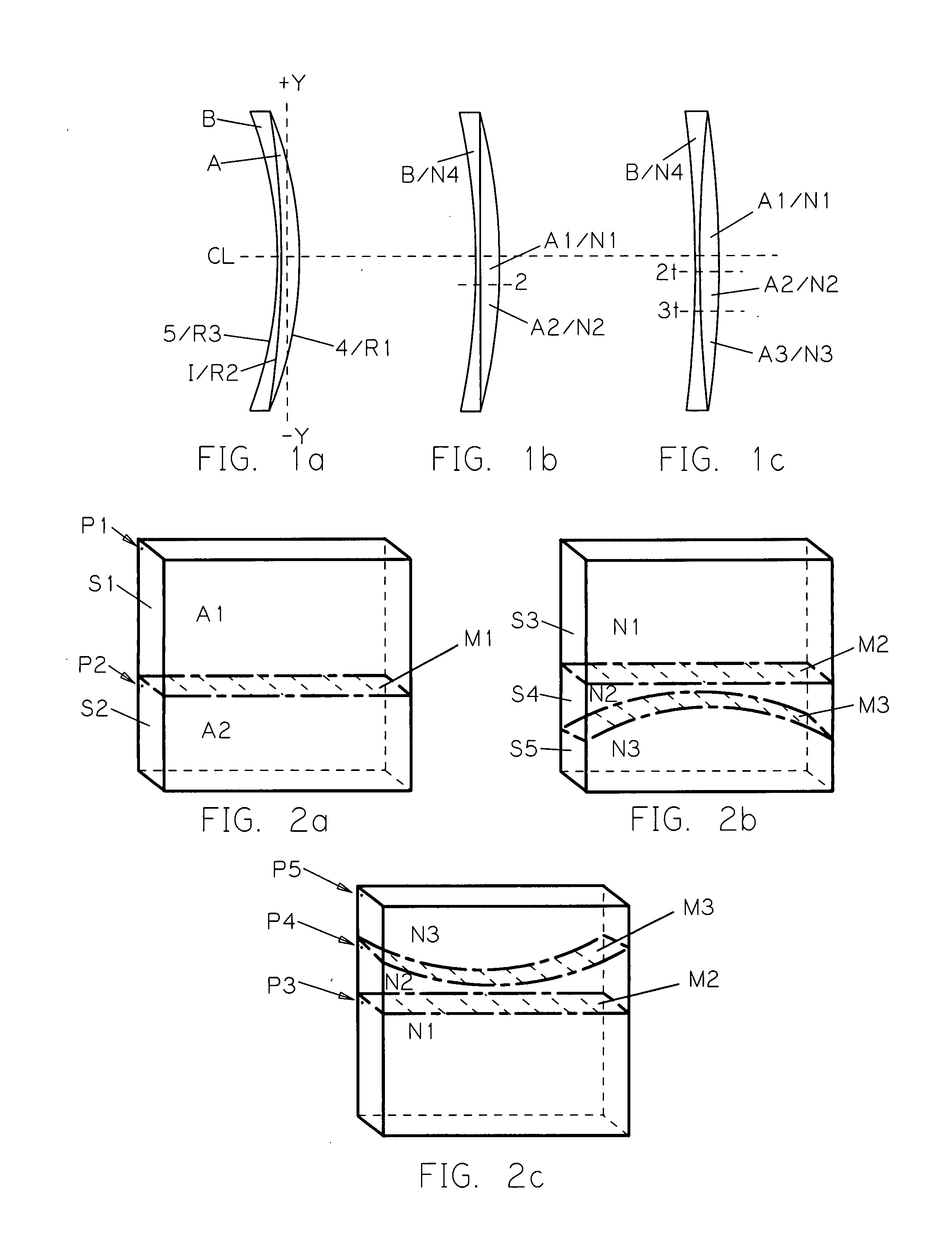 Multi-layered multifocal lens with blended refractive index