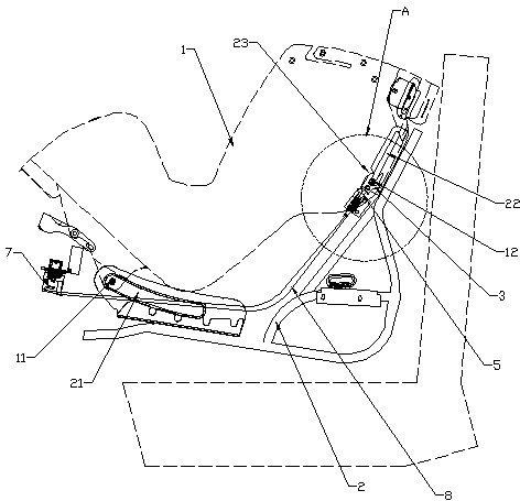 Turnover mechanism of child car safety seat body