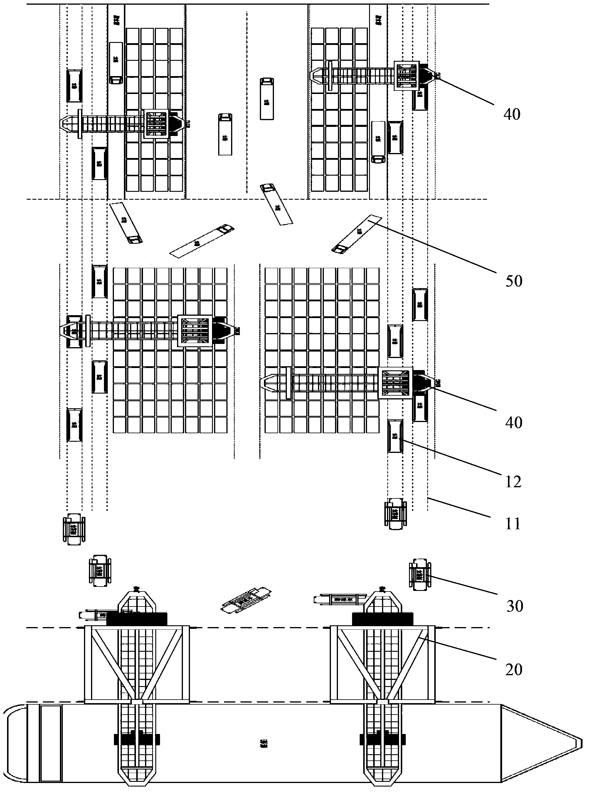 Automated container wharf handling system and handling method thereof