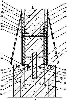 Connection structure of prefabricated assembly column and reinforced concrete foundation and construction method