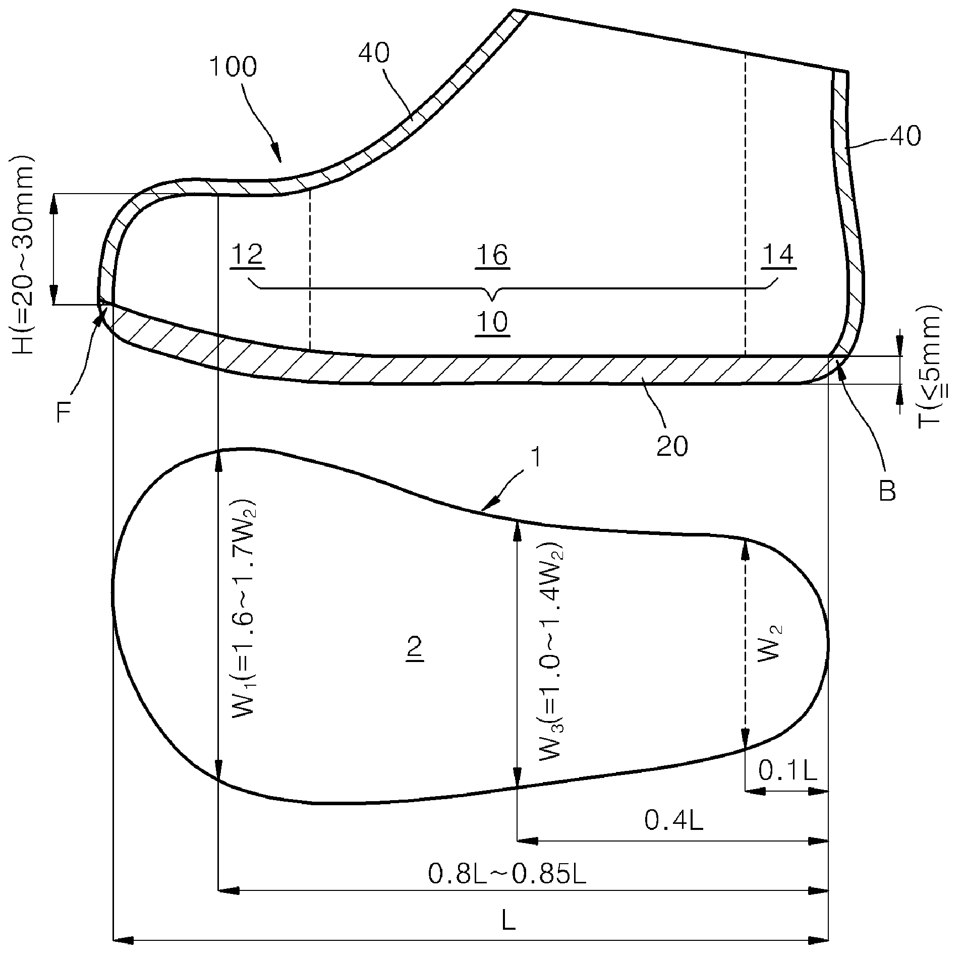 Infant shoe and last used for manufacturing same