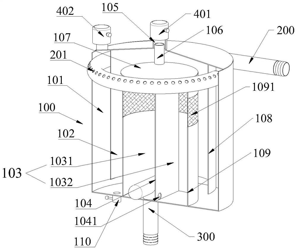 Degassing tank and control method for performing water circulation exhaust by using degassing tank