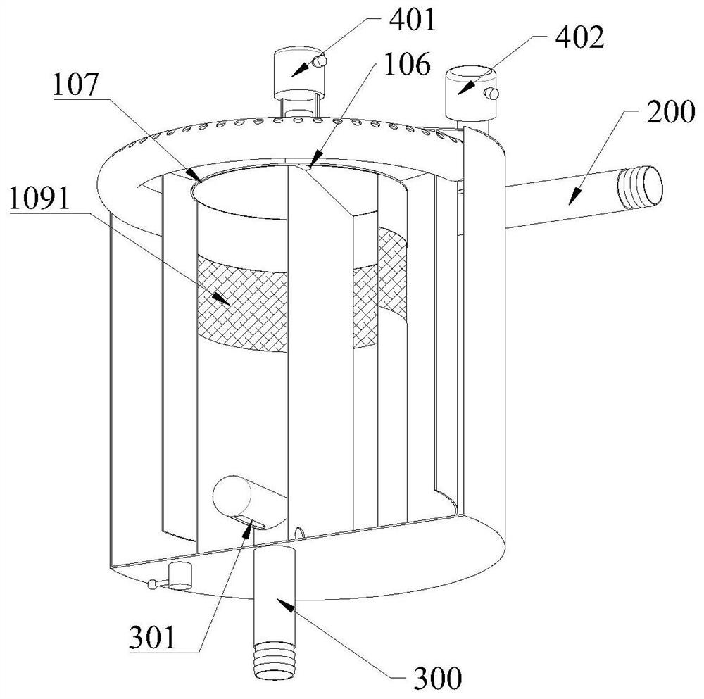 Degassing tank and control method for performing water circulation exhaust by using degassing tank