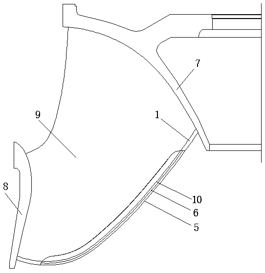 Mixed-flow water turbine runner blade outlet edge trimming method