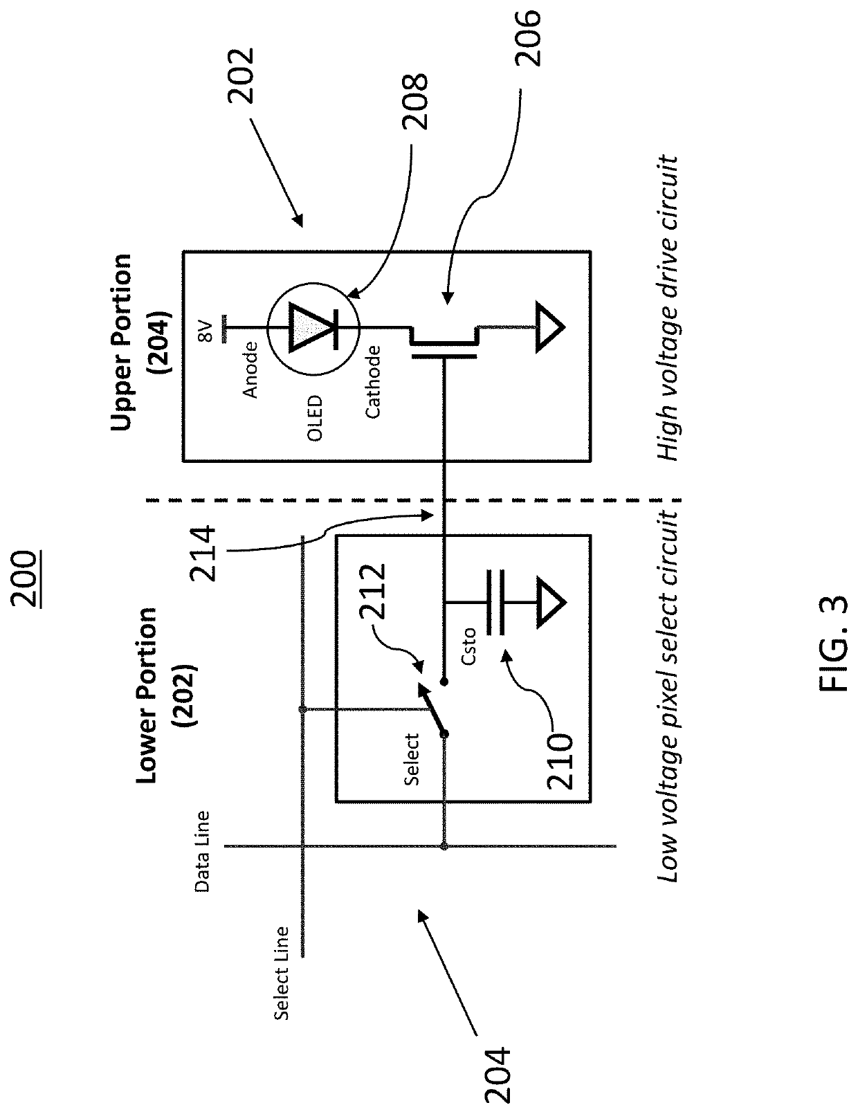 Microdisplay with reduced pixel size and method of forming same