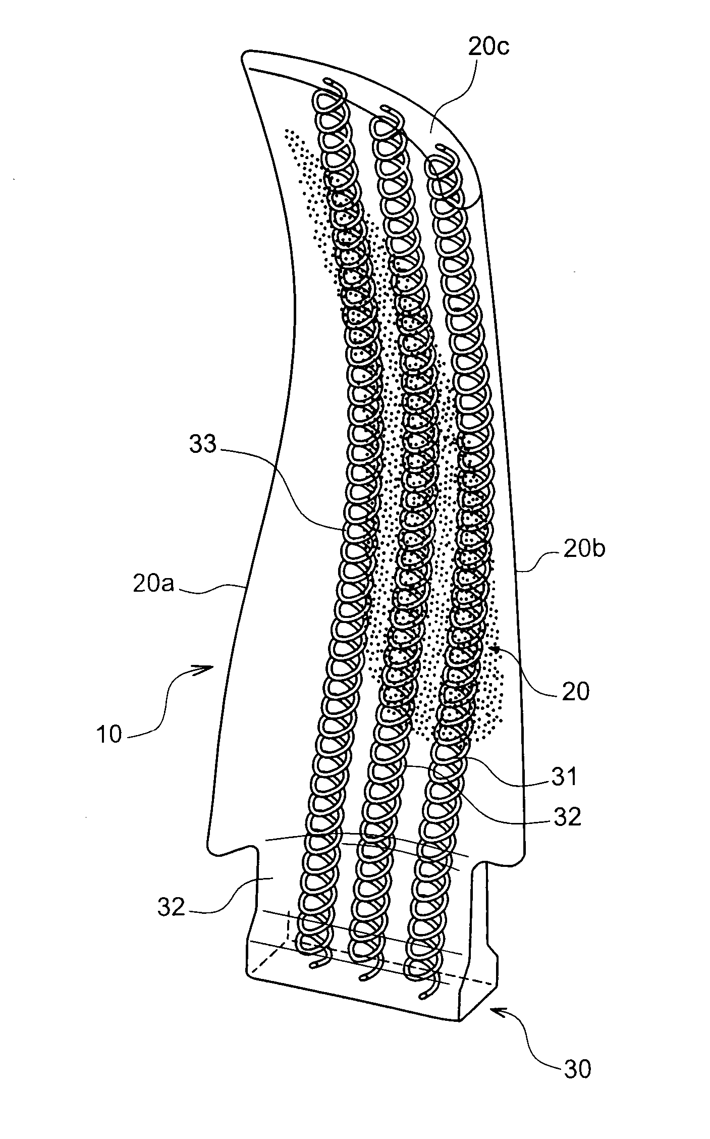 Method for manufacturing an oxide/oxide composite material turbomachine blade provided with internal channels