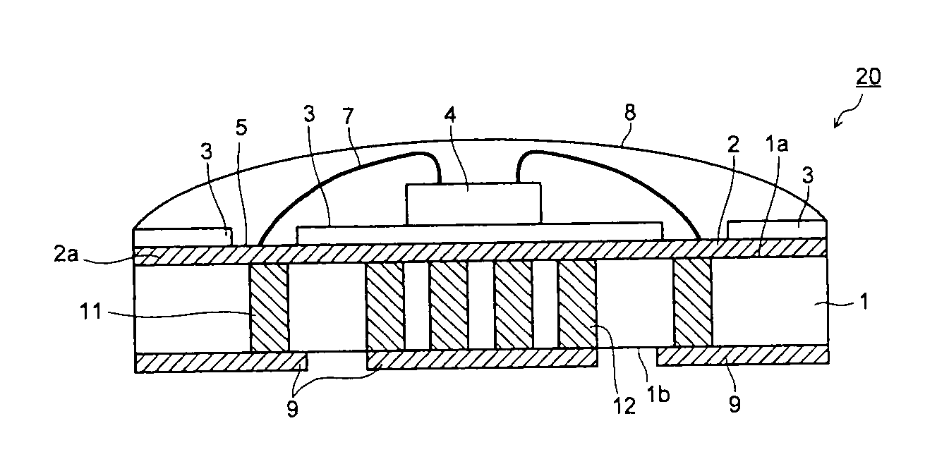 Substrate for mounting light-emitting element and light-emitting device