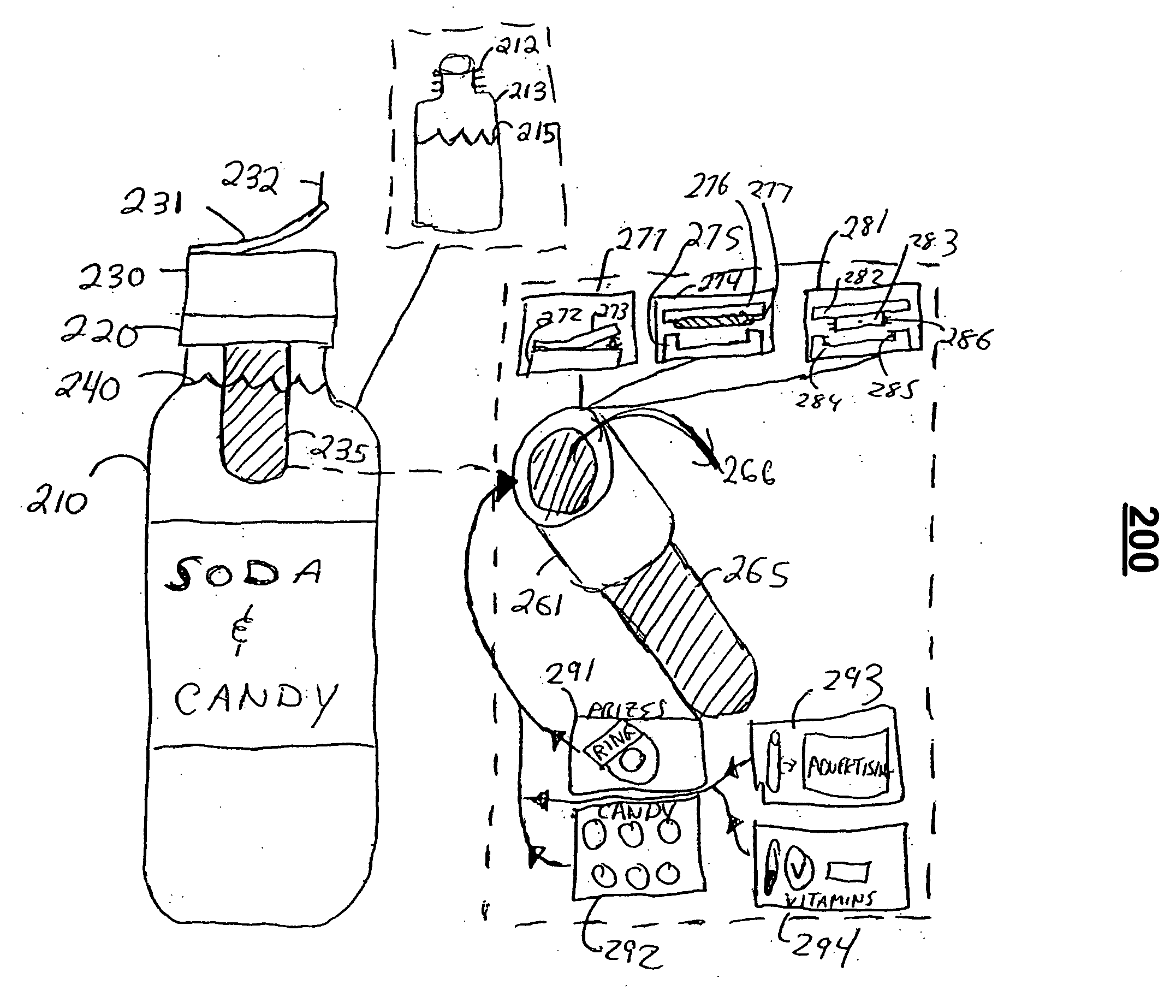 Bottles, cans, and other storage structures with secondary storage compartments such as cap containers