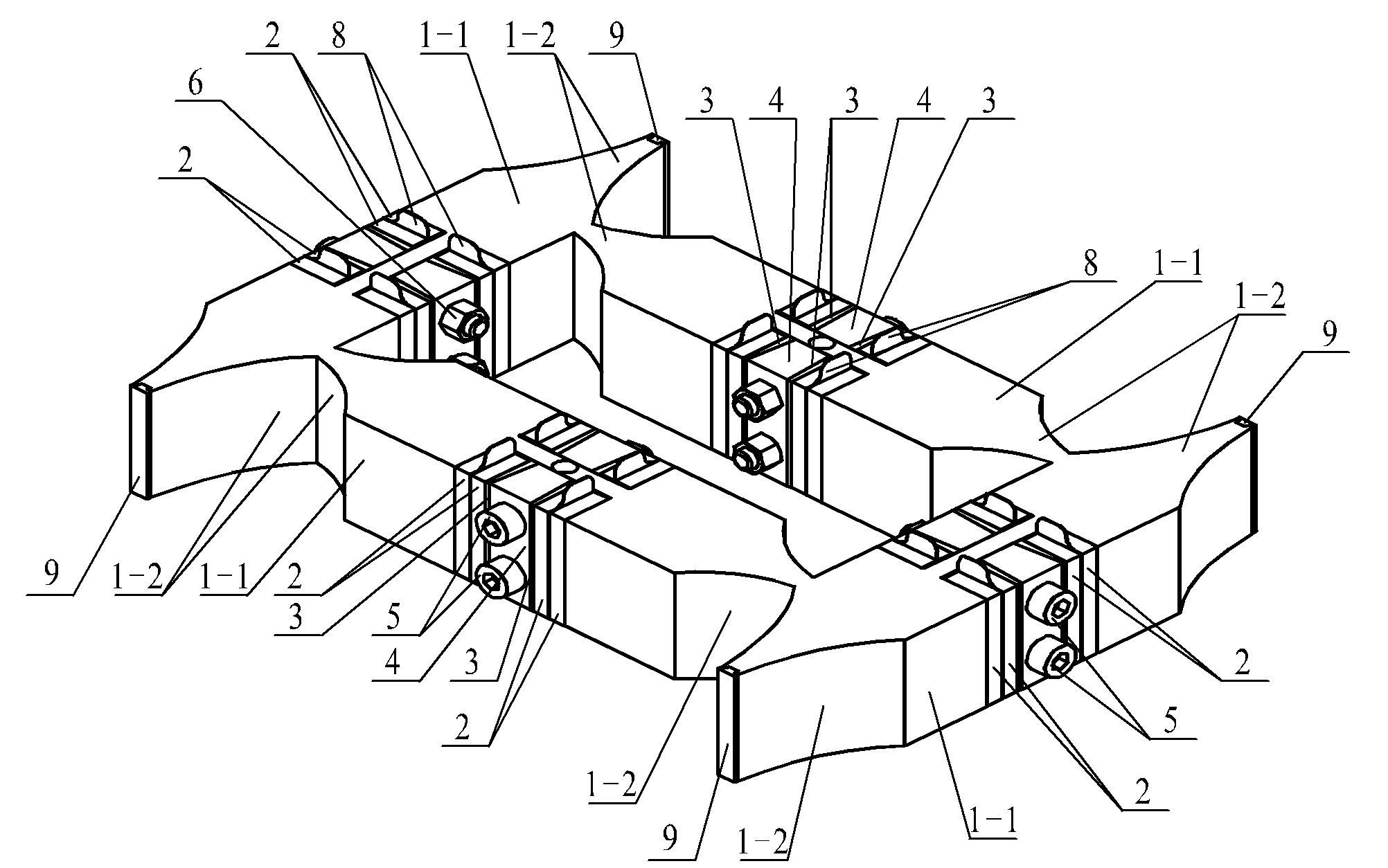 Wedge-shaped pre-tightened sandwich type rectangular four-pin linear ultrasonic motor vibrator