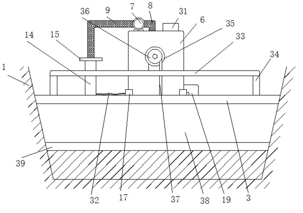 Concrete building device suitable for linear steep tank flood overflow tank